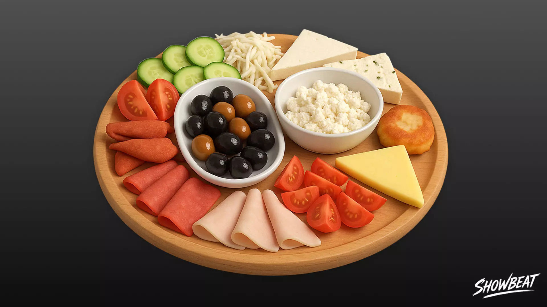 Turkish Breakfast Platter Low-poly 3D model