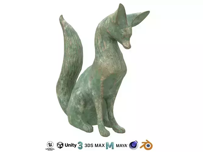 Fox oxydated statue