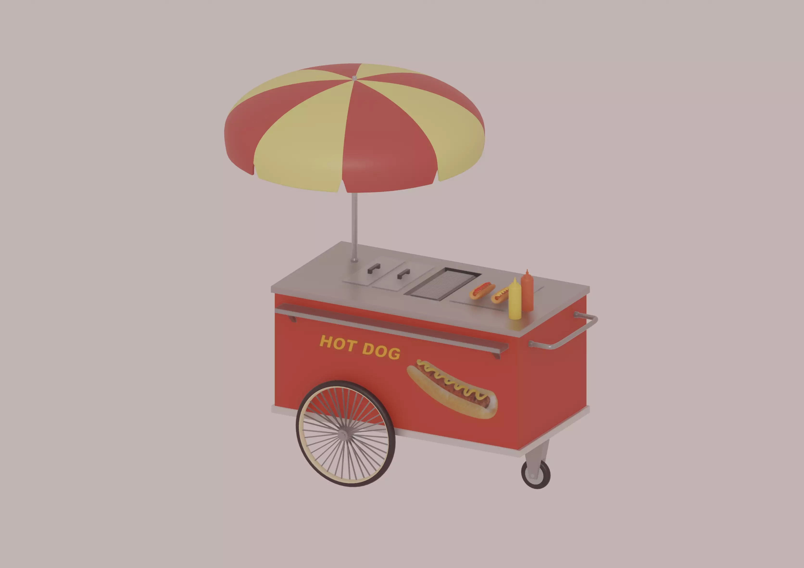 Hot Dog Cart Low-poly 3D model