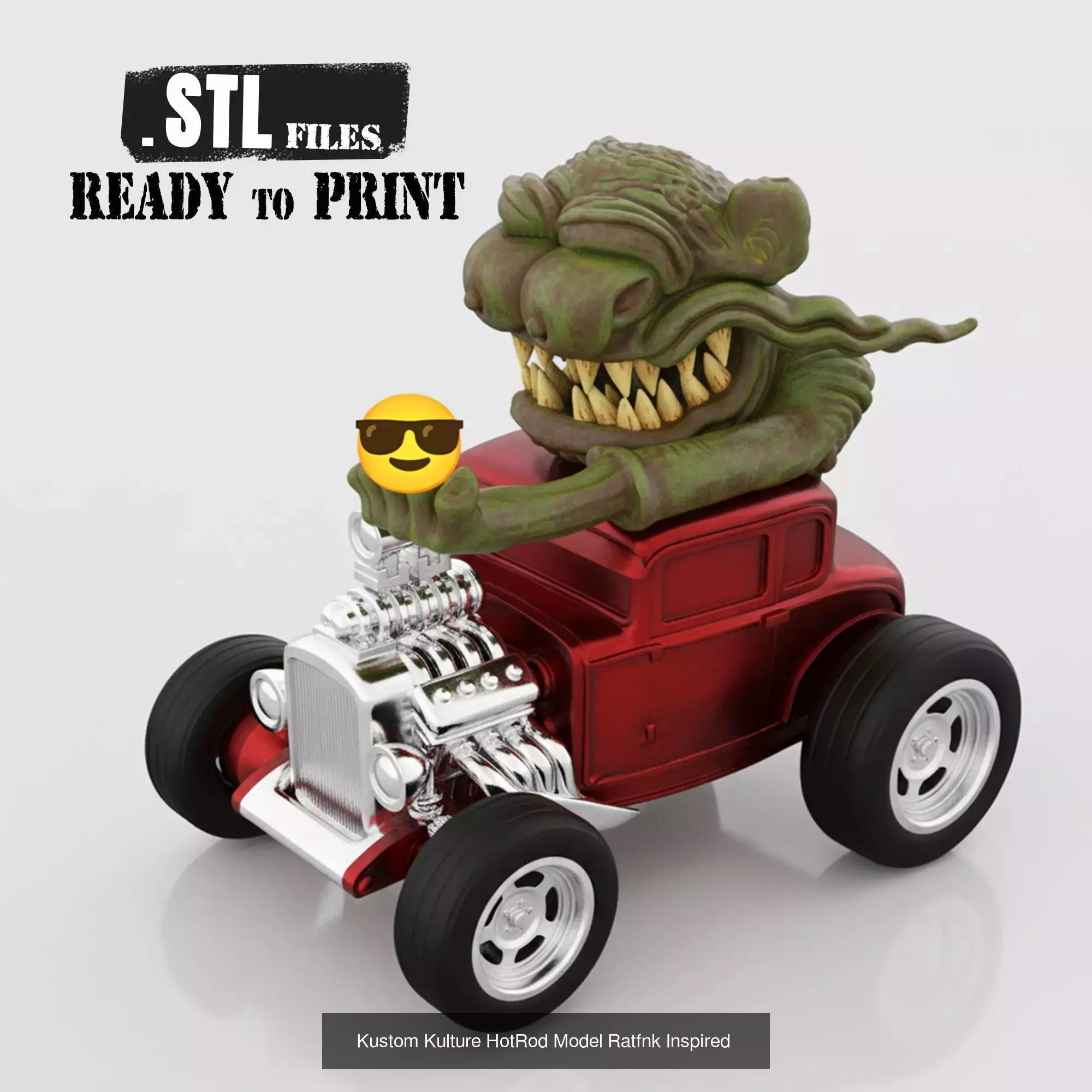 3D Printable HotRod Driver Skull Skeleton  STL Model 3D Model Collection_11