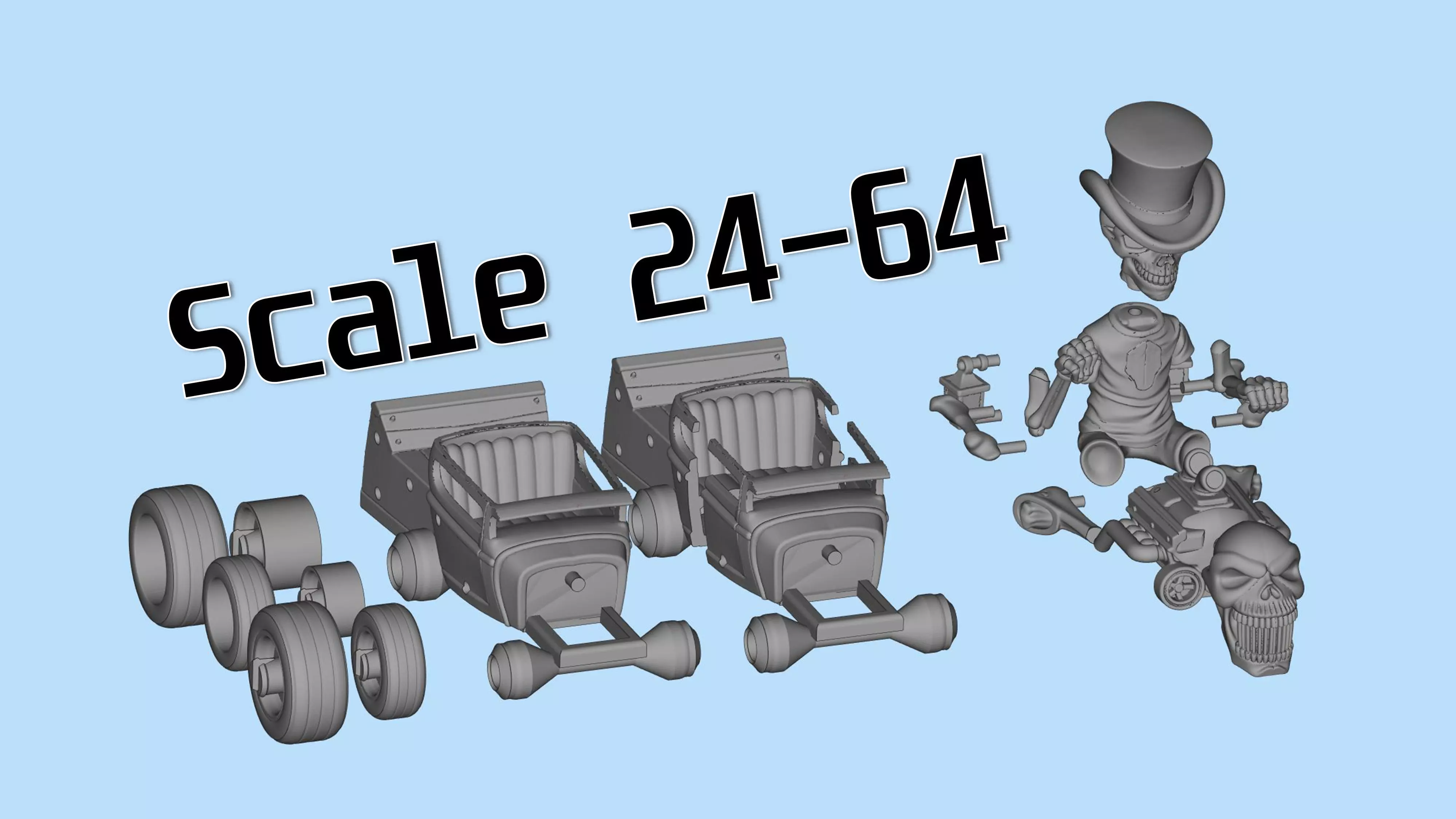 3D Printable HotRod Driver Skull Skeleton  STL Model 3D Model Collection_6