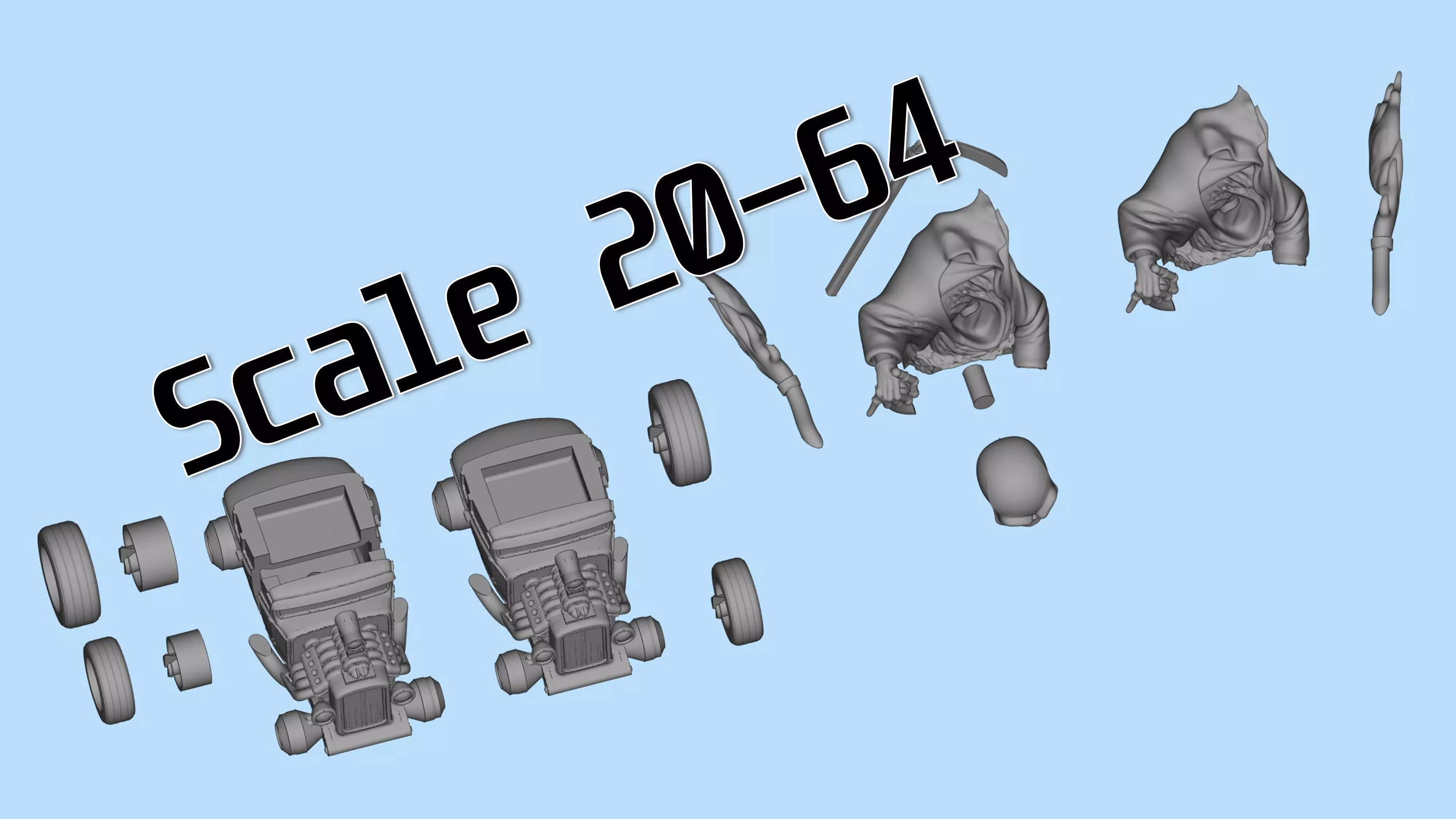 3D Printable HotRod Driver Skull Skeleton  STL Model 3D Model Collection_8