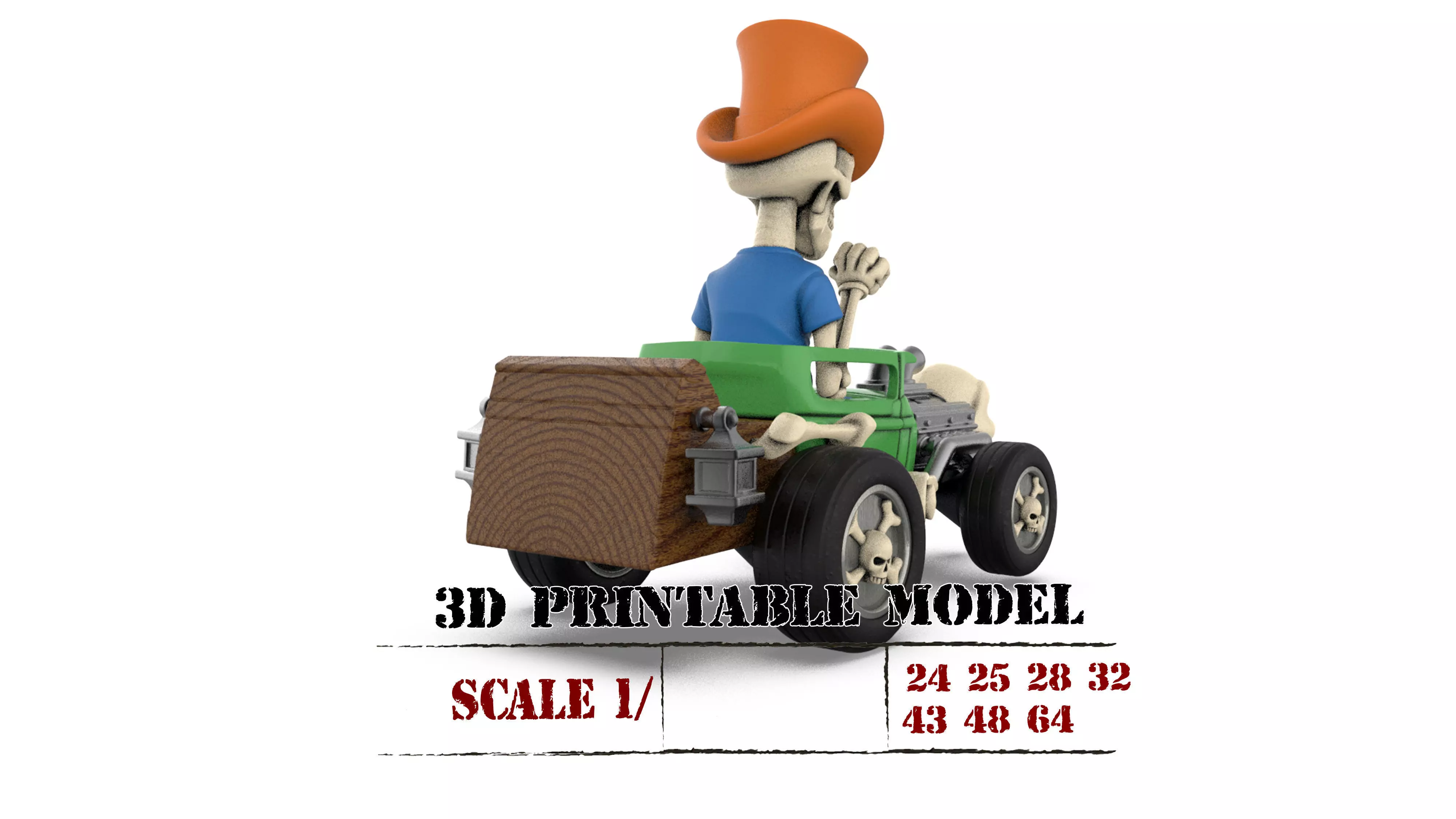 3D Printable HotRod Driver Skull Skeleton  STL Model 3D Model Collection_5