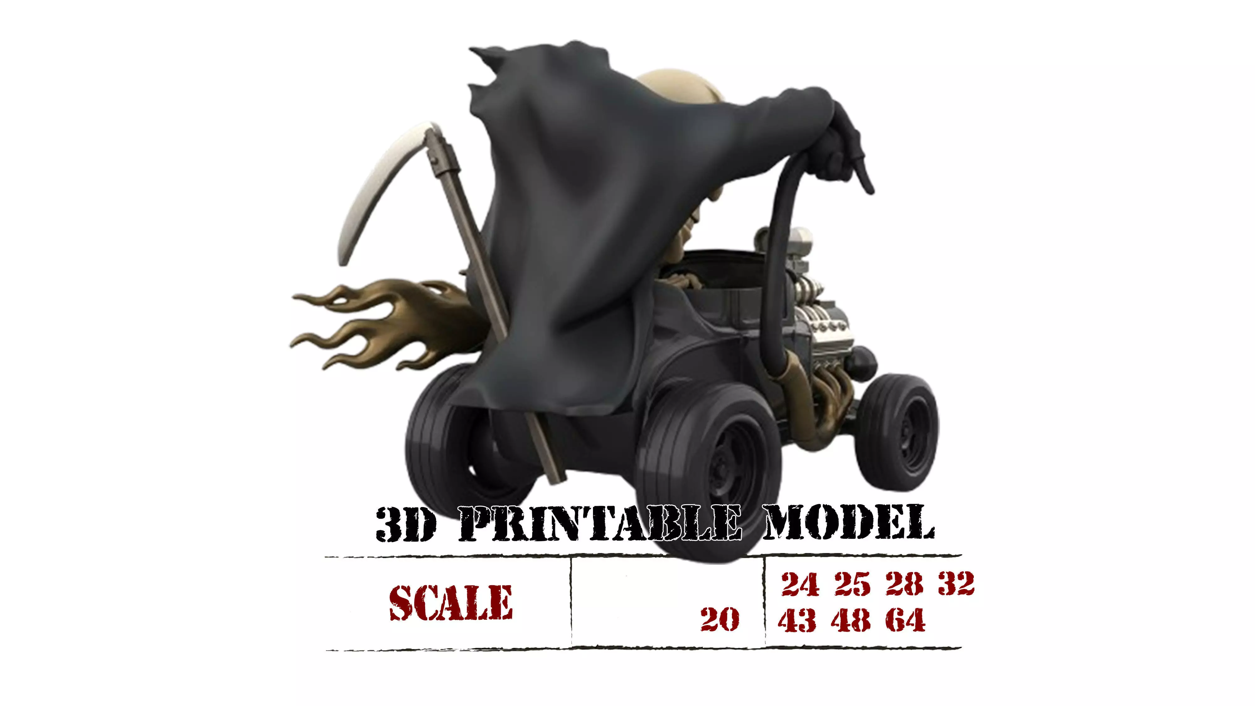 3D Printable HotRod Driver Skull Skeleton  STL Model 3D Model Collection_7