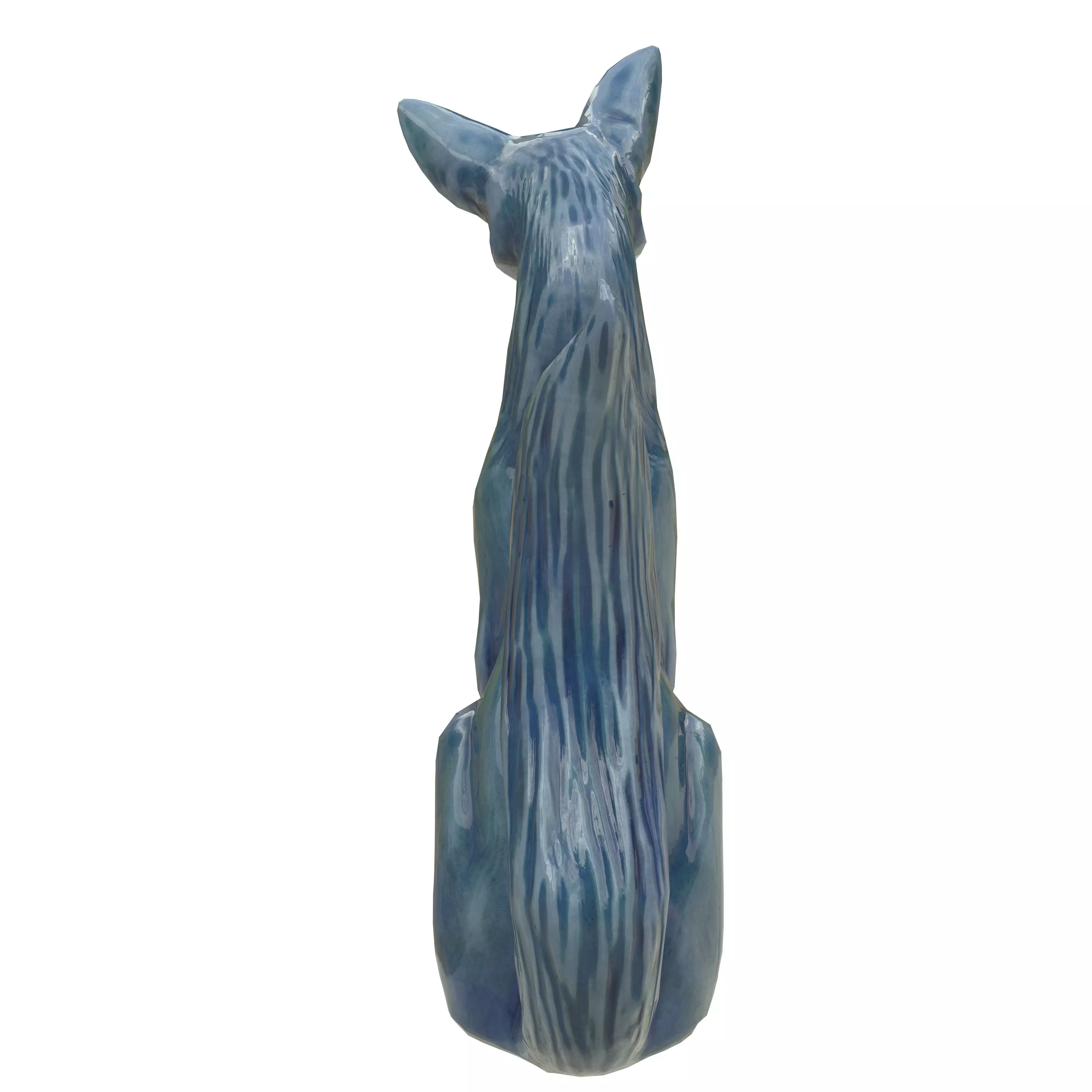 Fox porcelain statues Low-poly 3D model_9