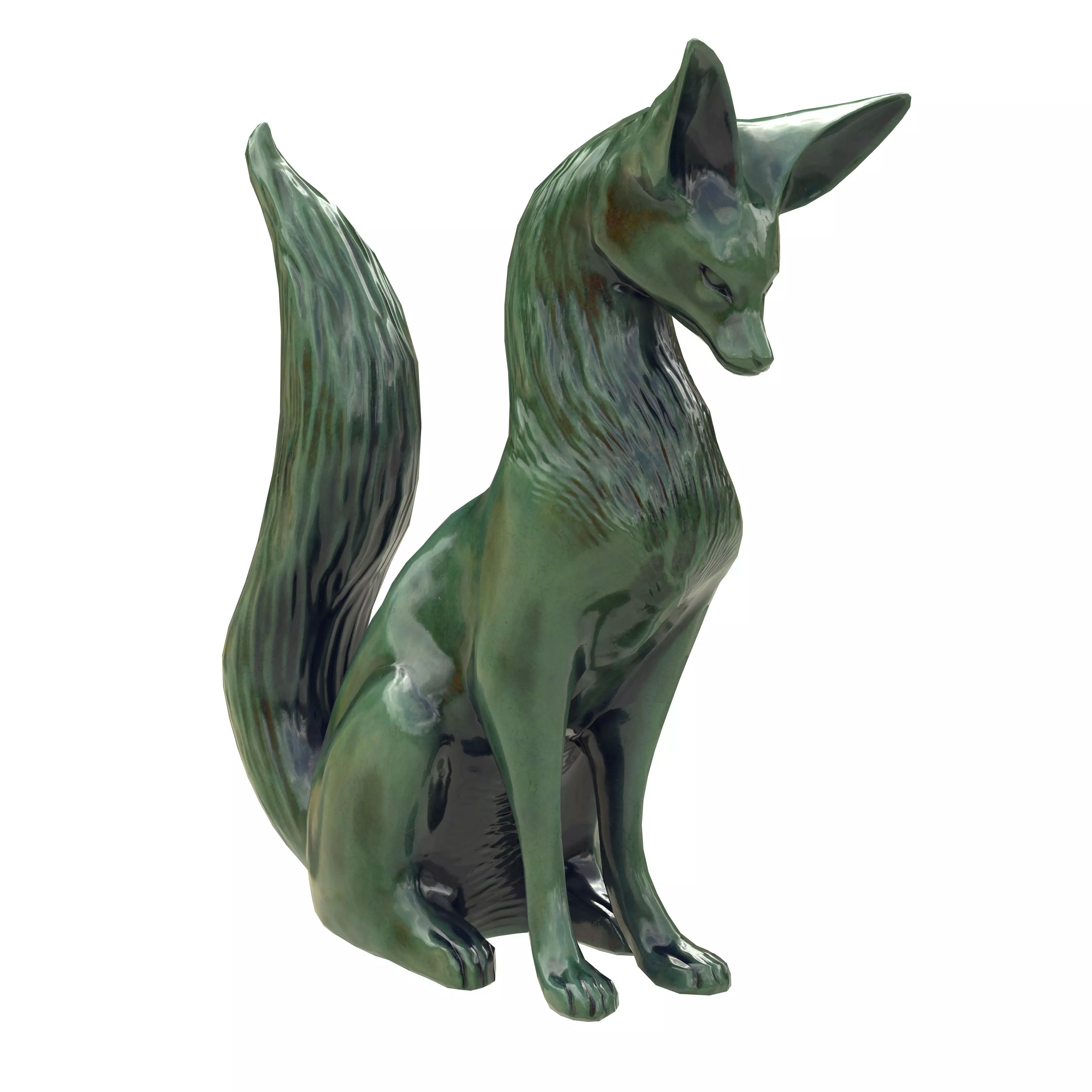 Fox porcelain statues Low-poly 3D model_12
