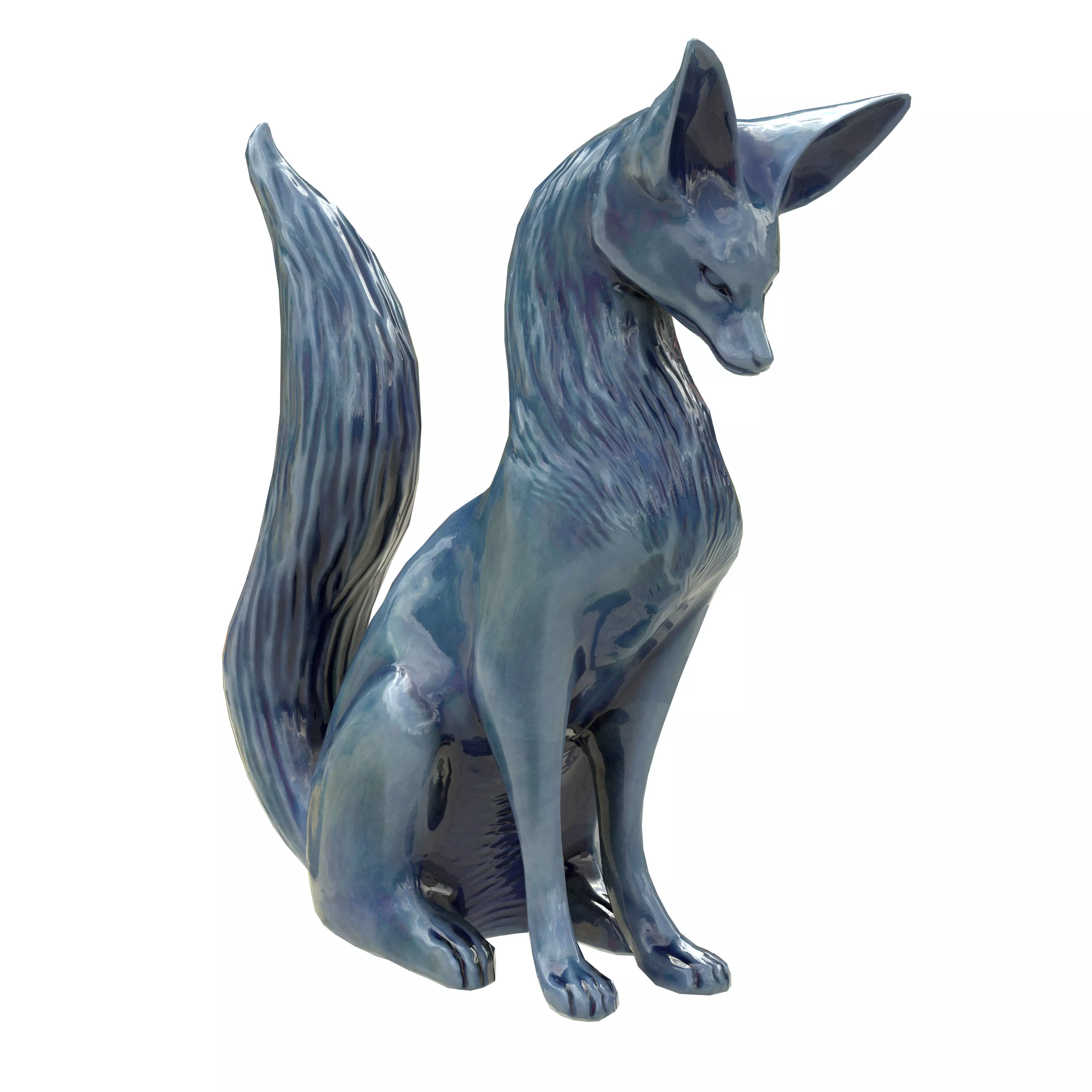 Fox porcelain statues Low-poly 3D model_11
