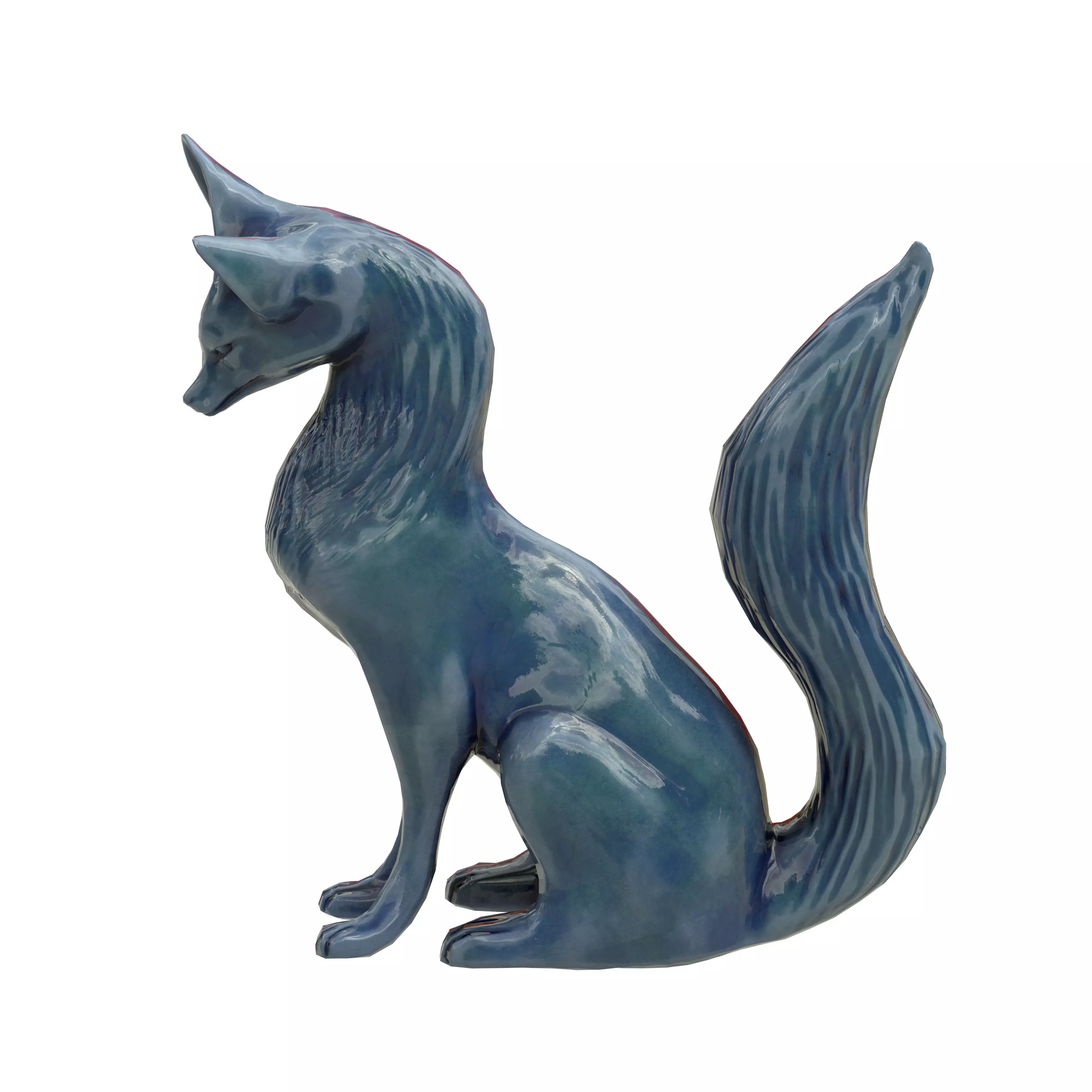 Fox porcelain statues Low-poly 3D model_5