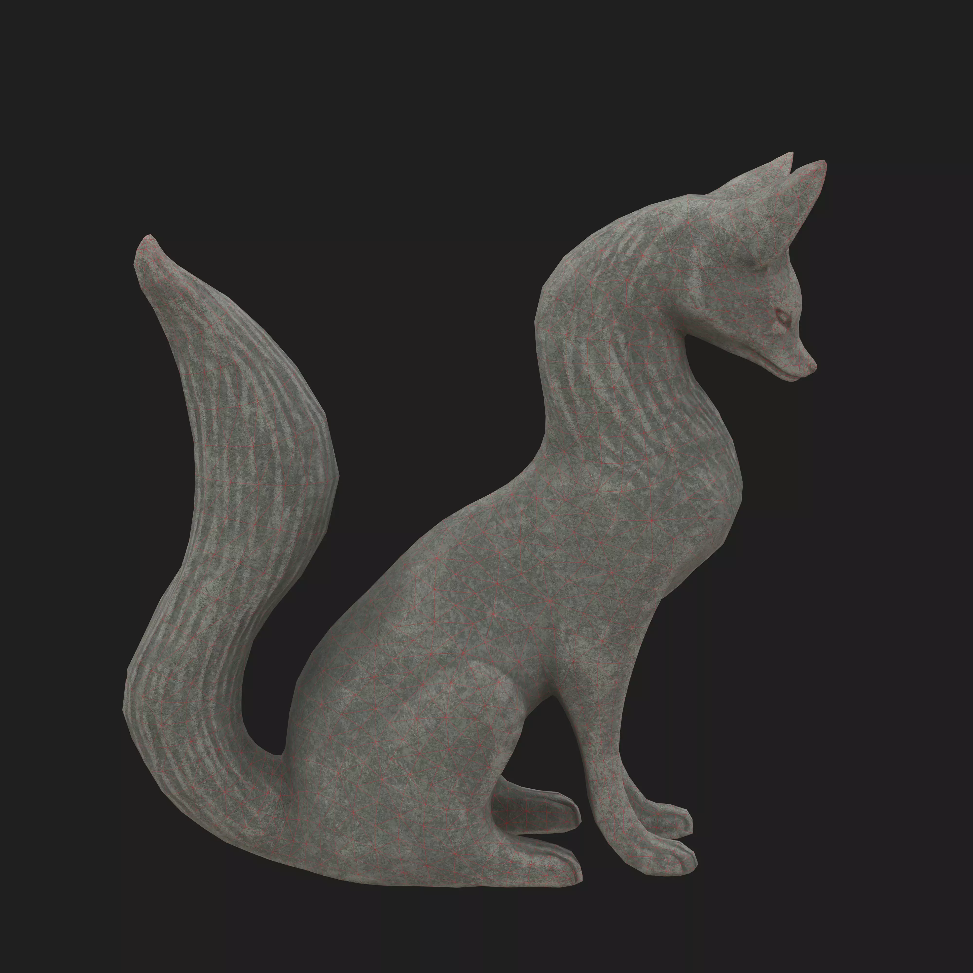 Fox porcelain statues Low-poly 3D model_13