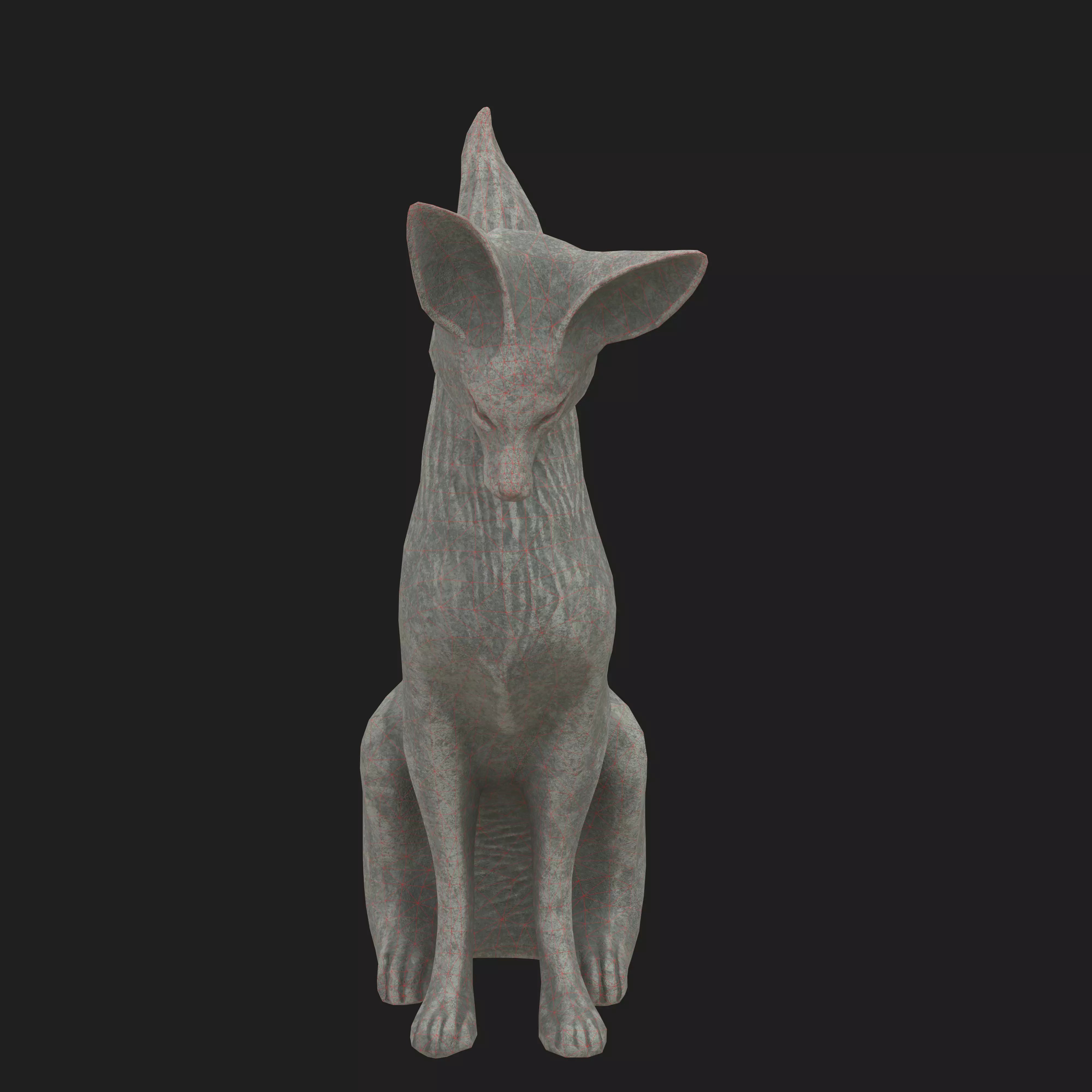 Fox porcelain statues Low-poly 3D model_14