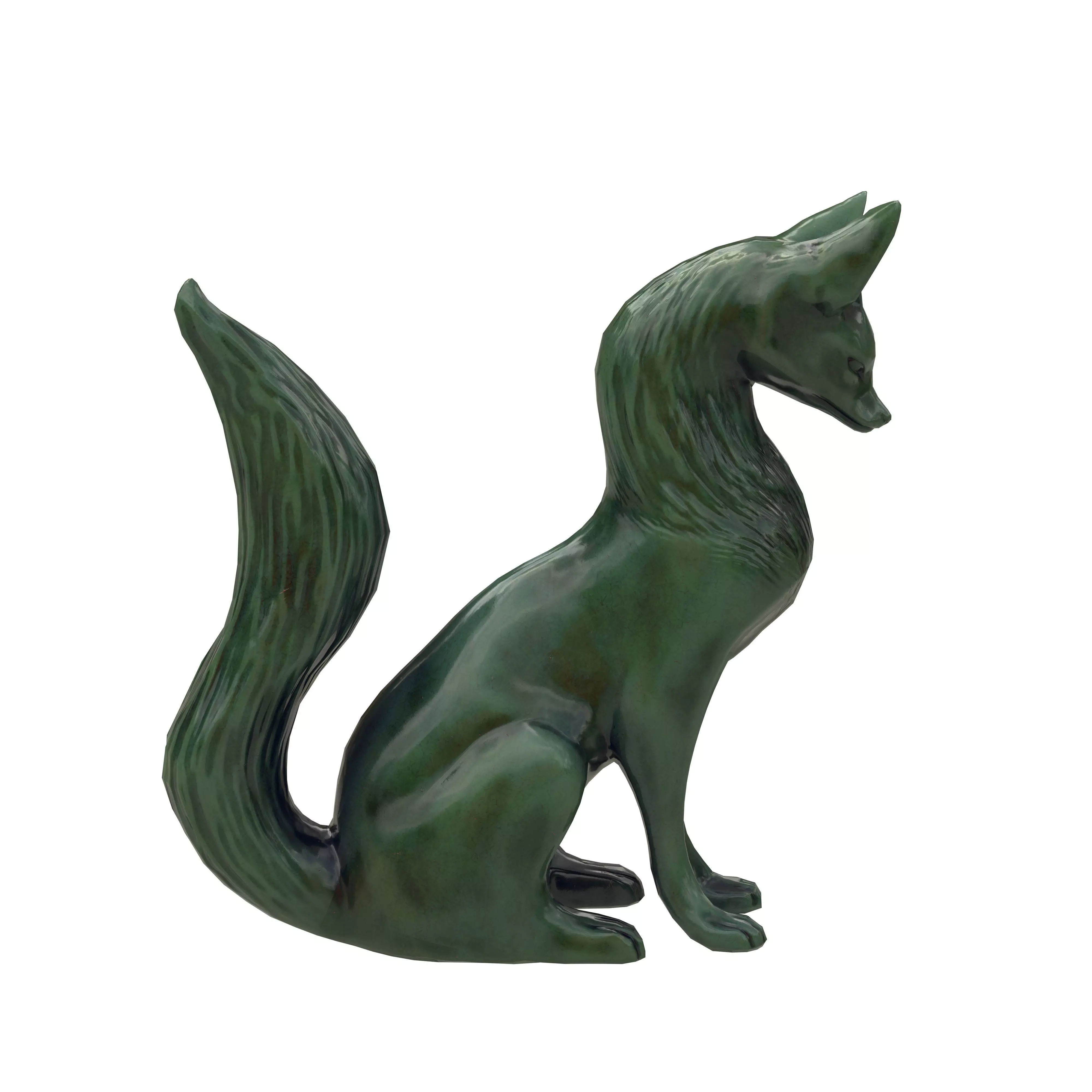 Fox porcelain statues Low-poly 3D model_2