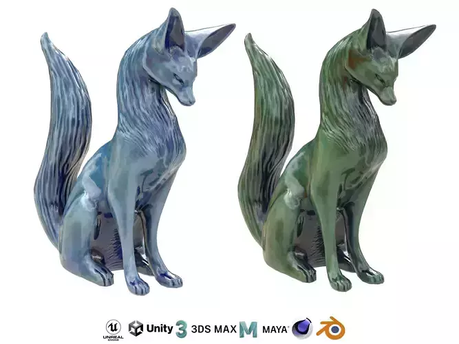 Fox porcelain statues