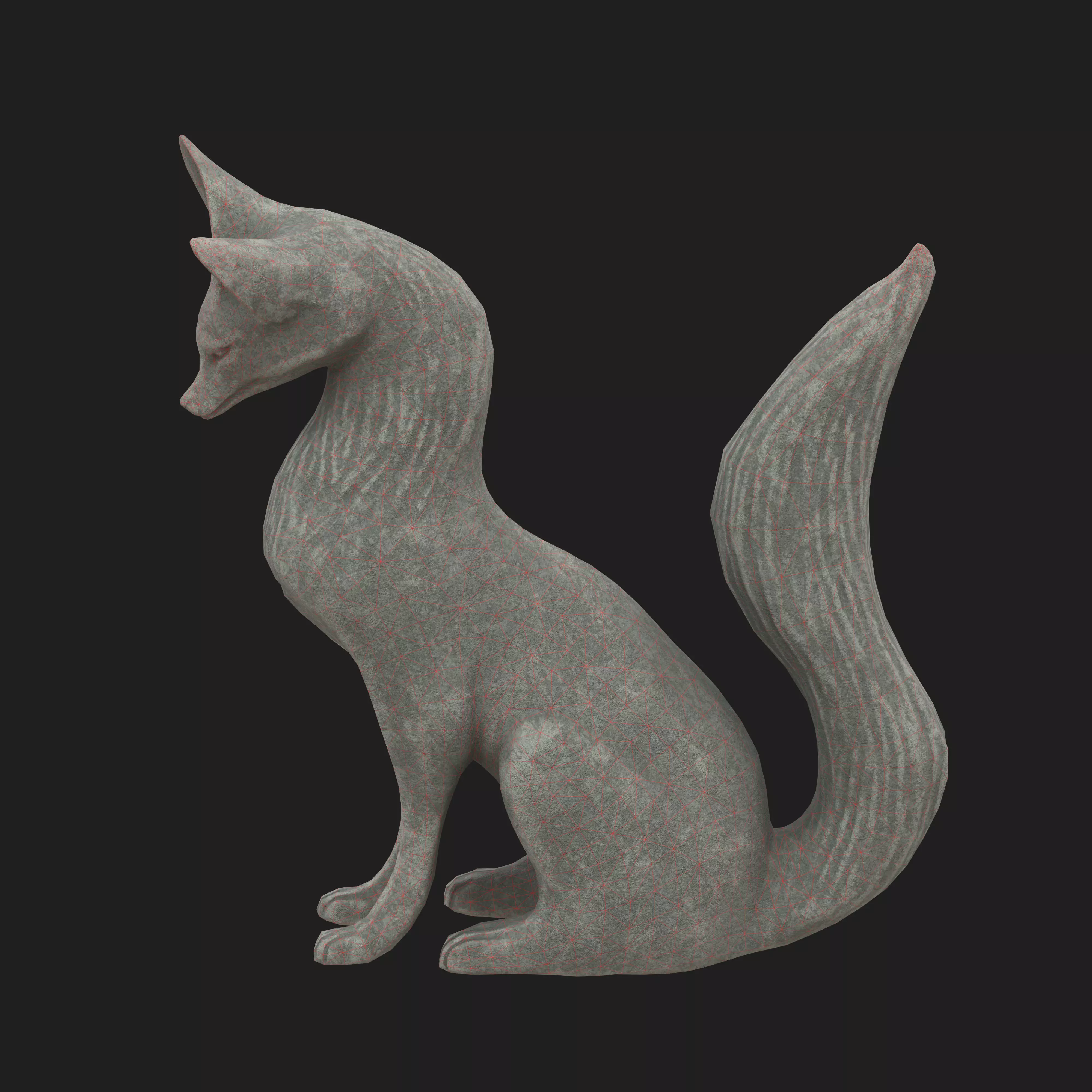 Fox porcelain statues Low-poly 3D model_15