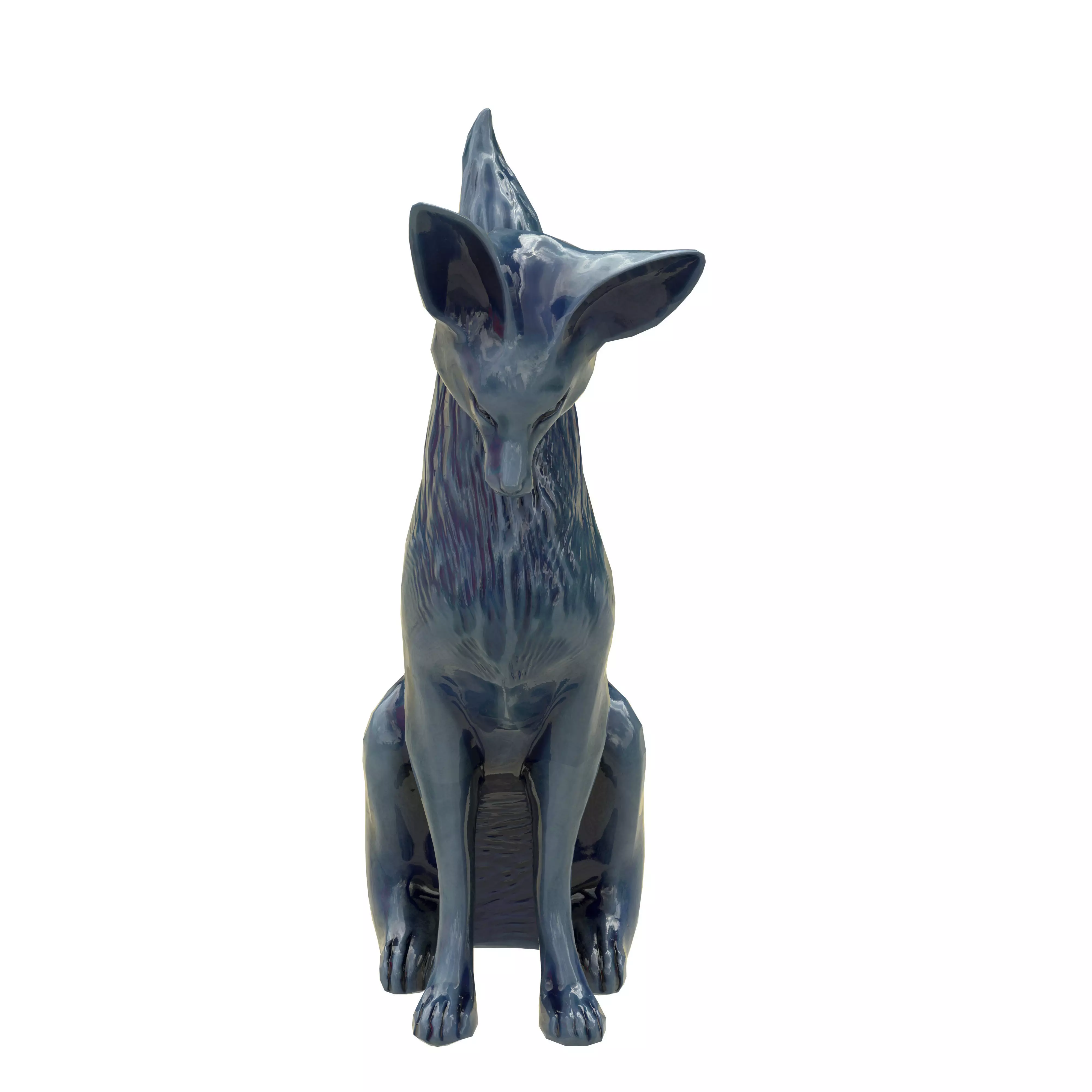 Fox porcelain statues Low-poly 3D model_3