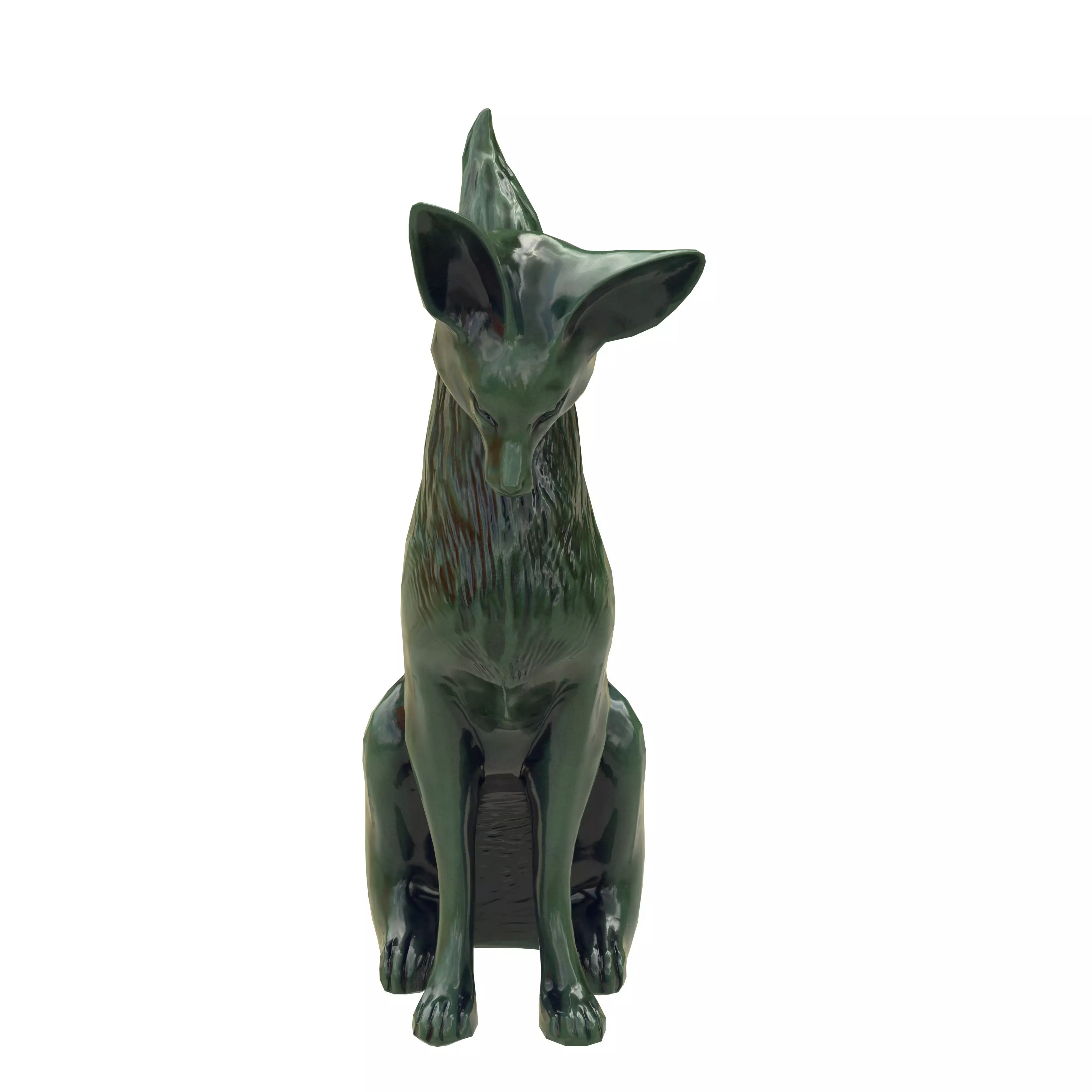 Fox porcelain statues Low-poly 3D model_4