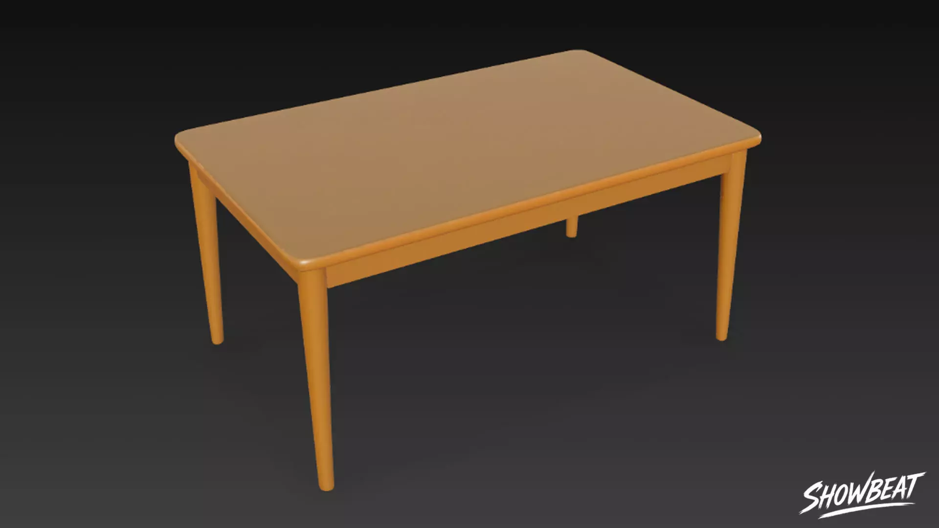 Rectangular Wooden Dining Table Low-poly 3D model_1