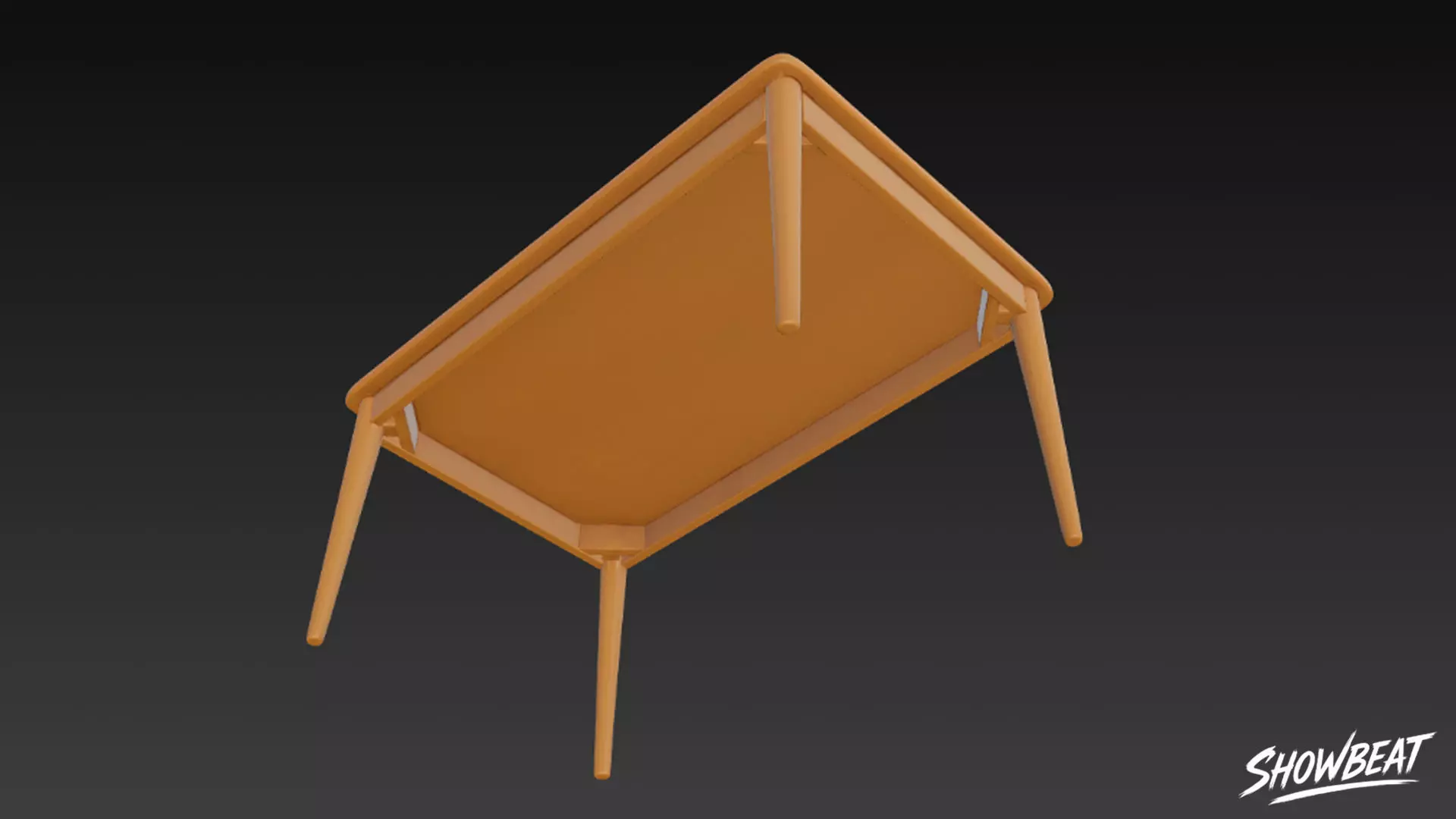Rectangular Wooden Dining Table Low-poly 3D model_3