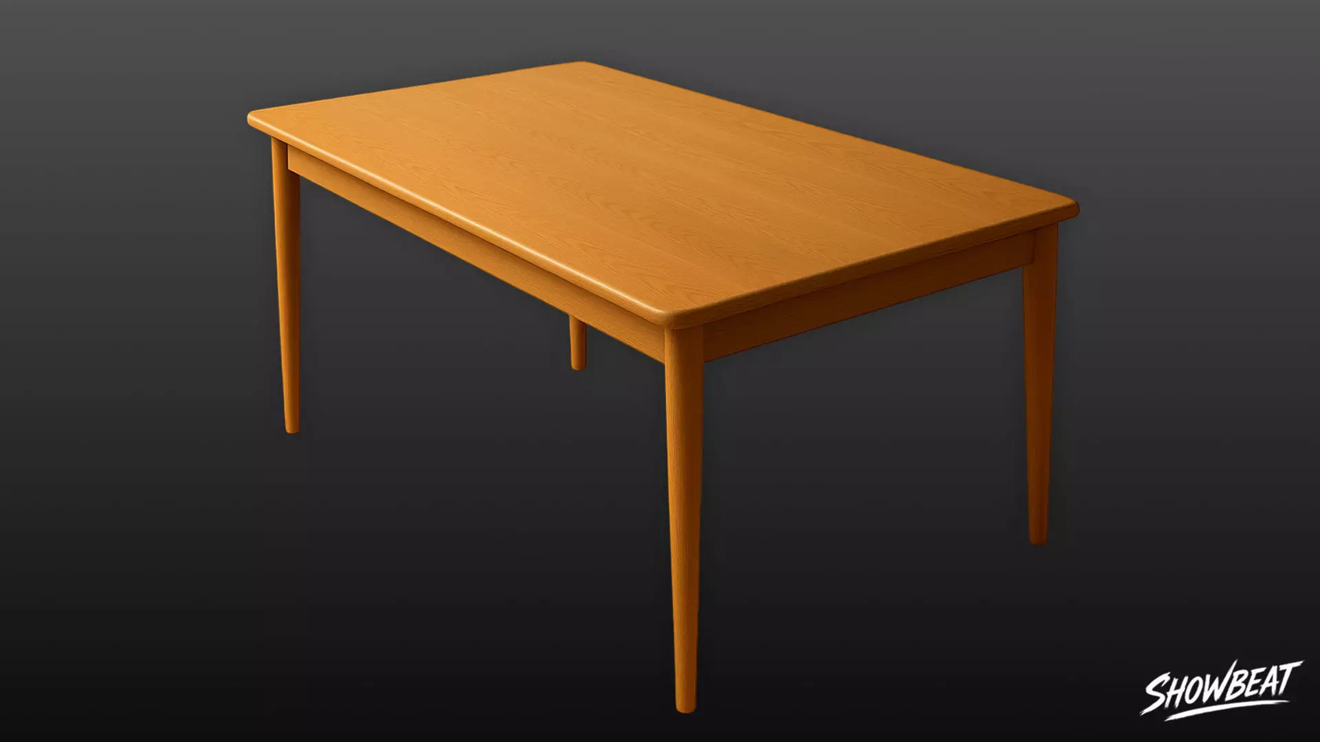 Rectangular Wooden Dining Table Low-poly 3D model_0