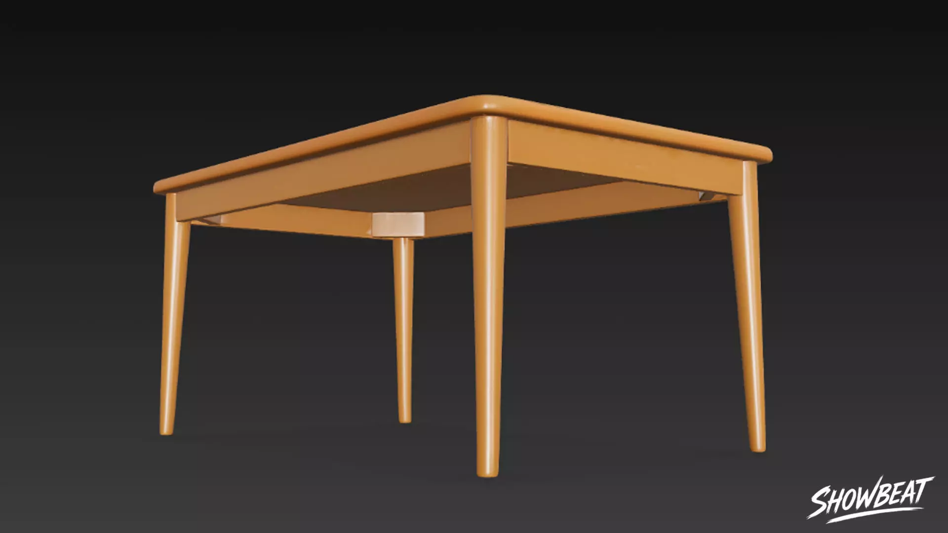 Rectangular Wooden Dining Table Low-poly 3D model_2