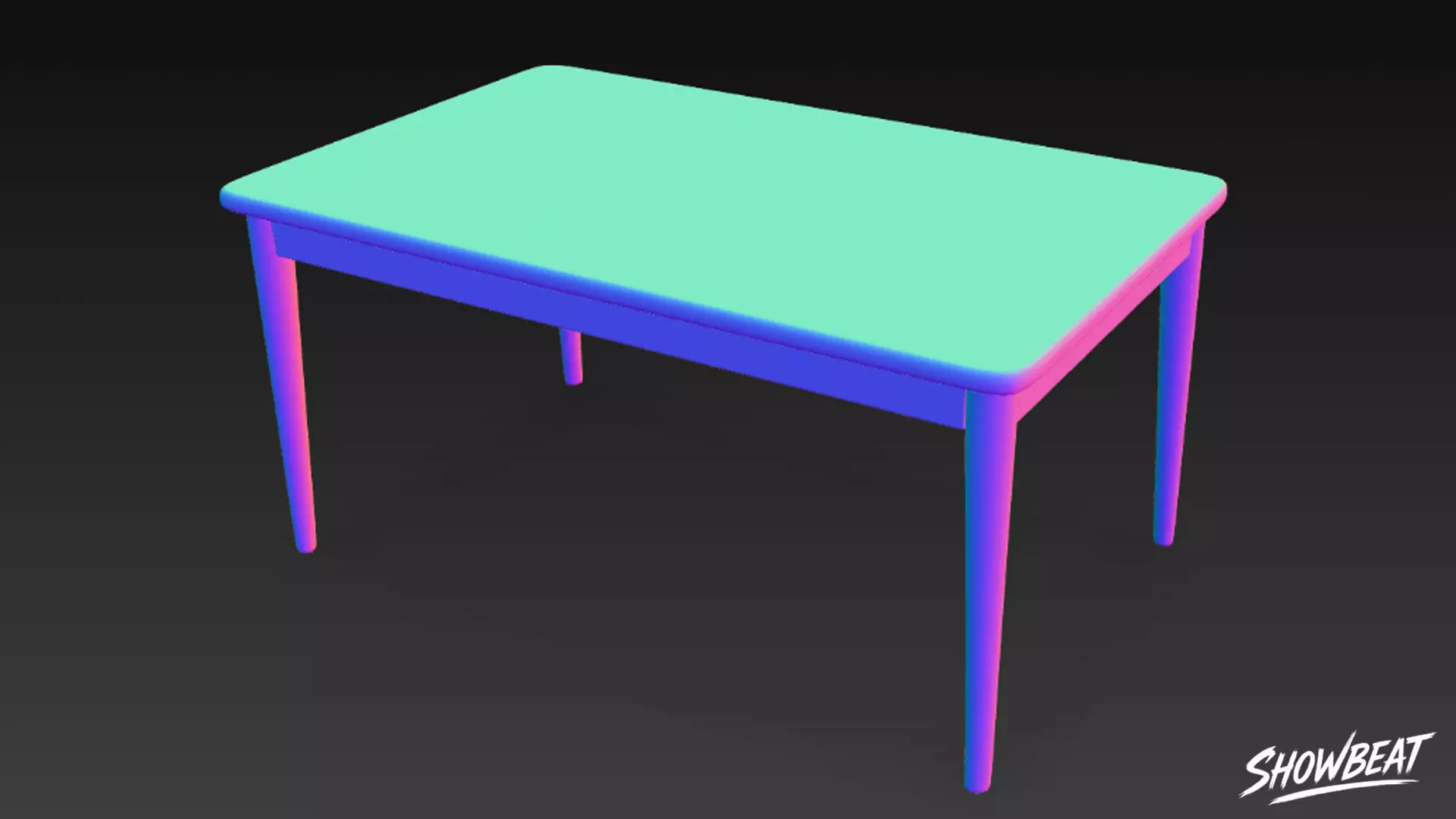 Rectangular Wooden Dining Table Low-poly 3D model_5