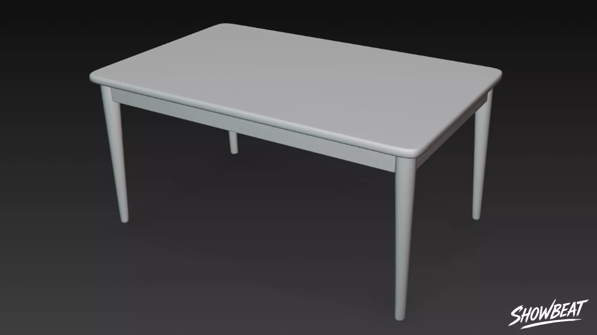 Rectangular Wooden Dining Table Low-poly 3D model_6