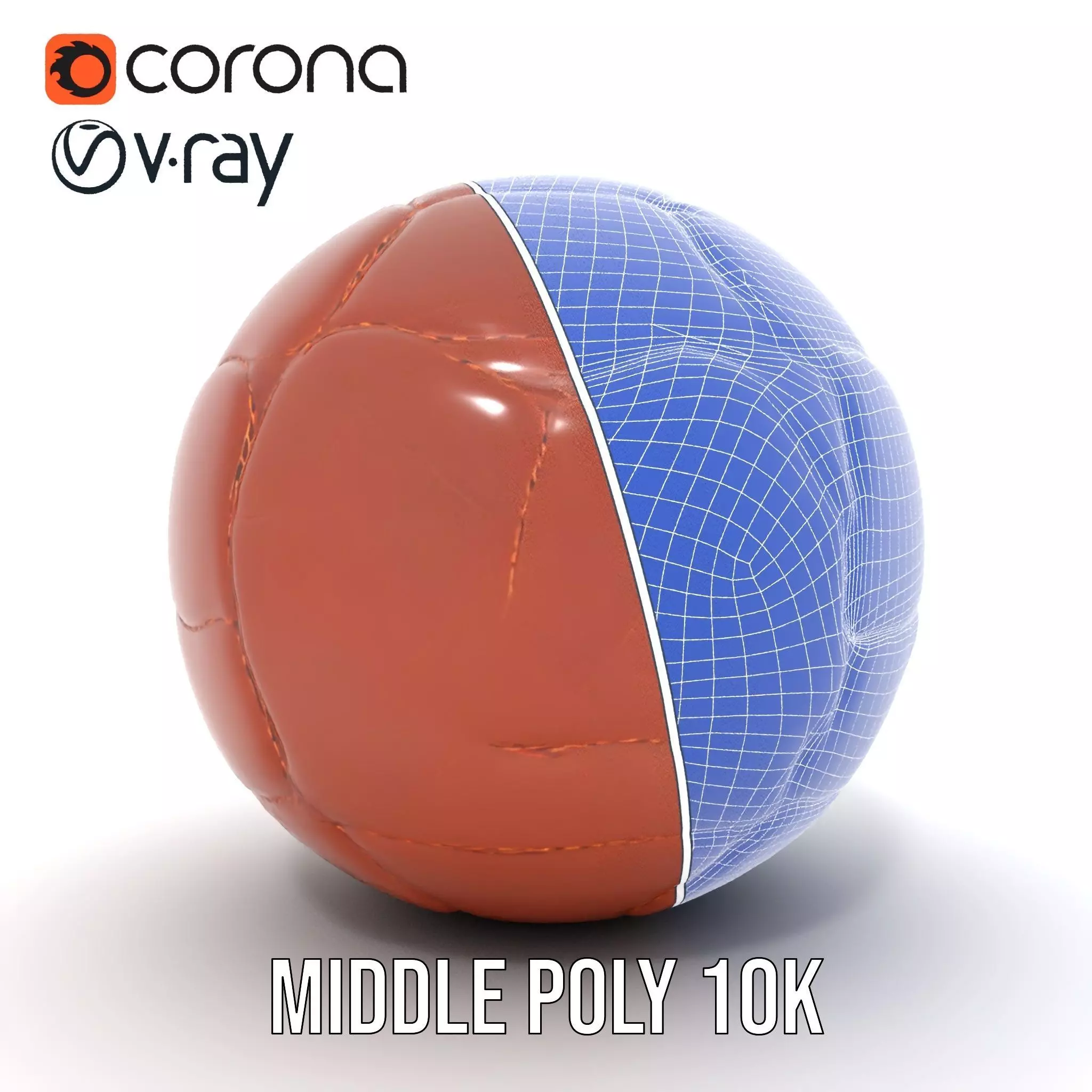 Vintage Leather Football model pack Low-poly 3D model_29