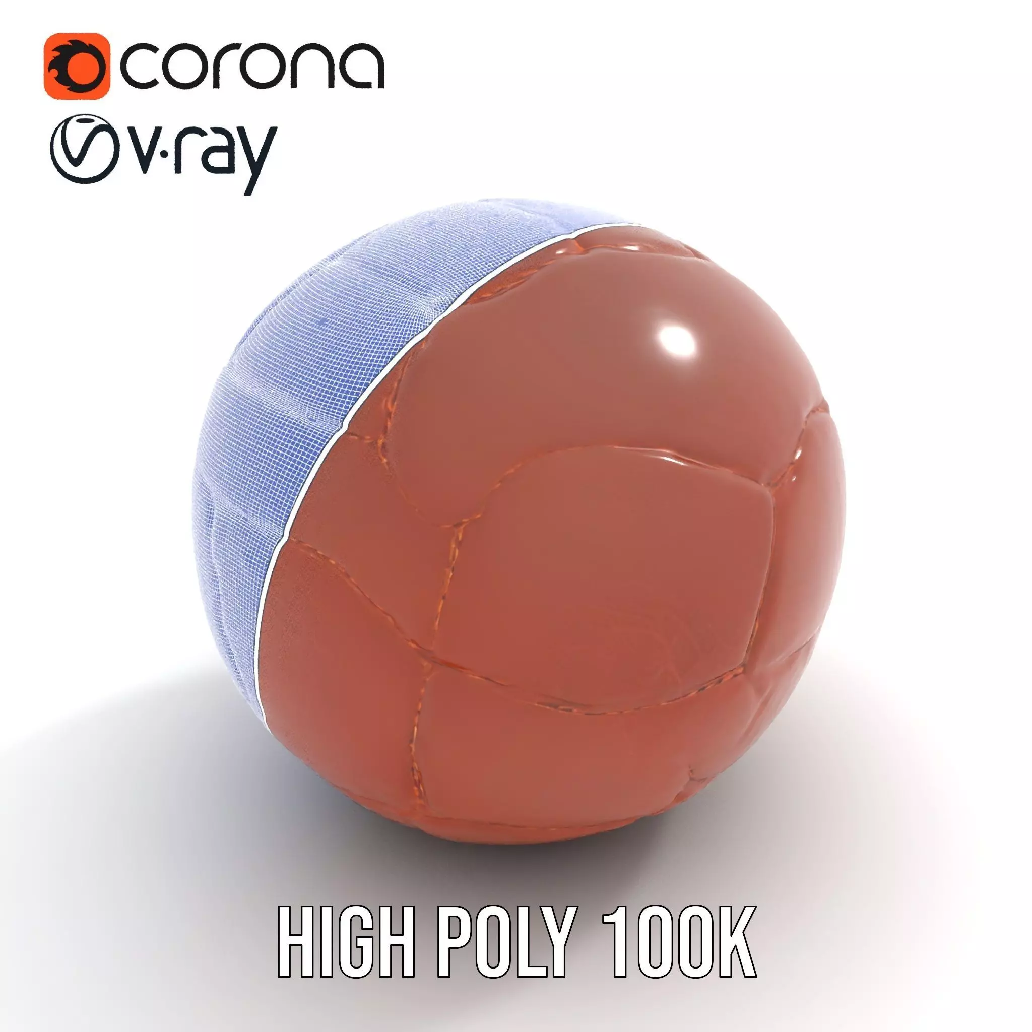 Vintage Leather Football model pack Low-poly 3D model_22