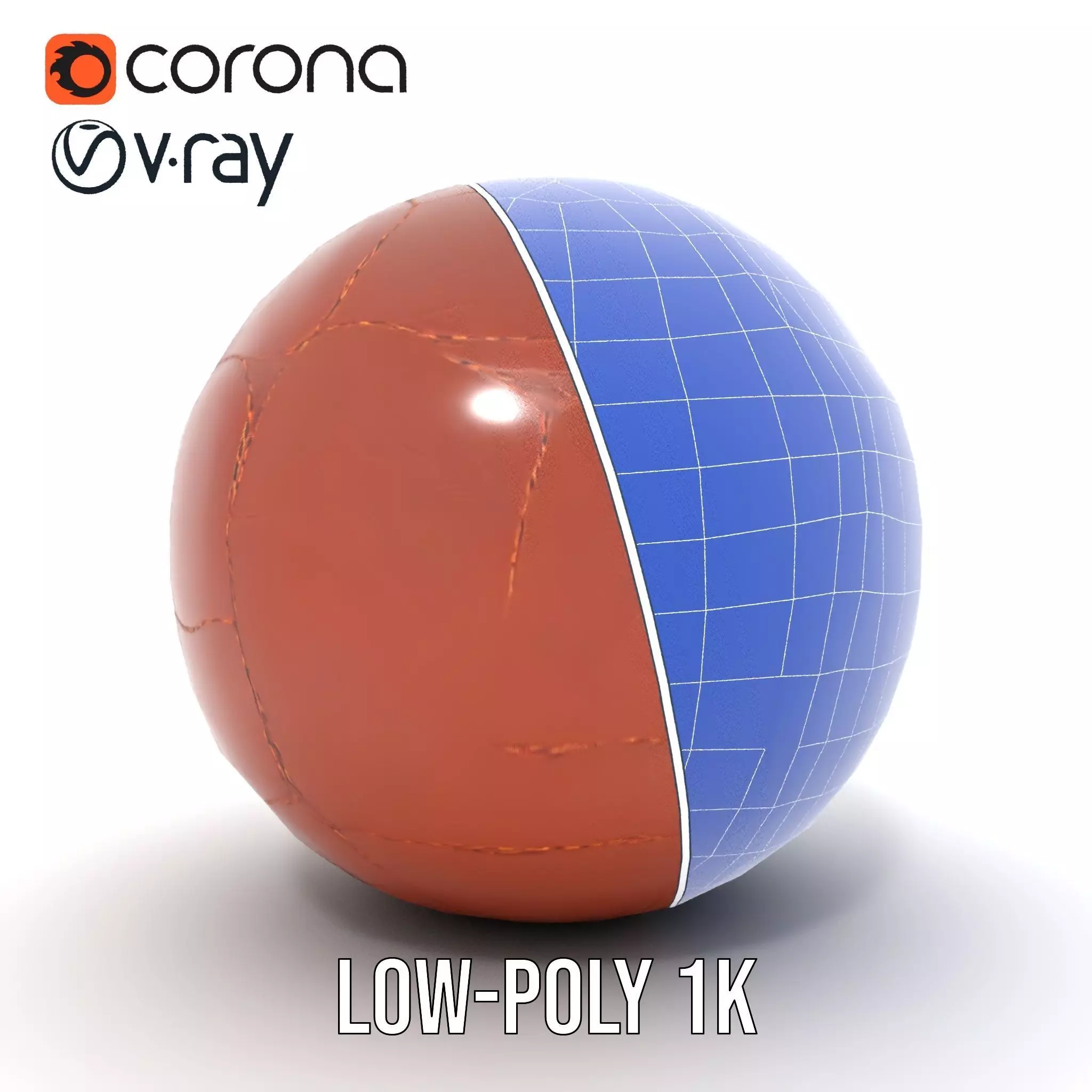 Vintage Leather Football model pack Low-poly 3D model_32