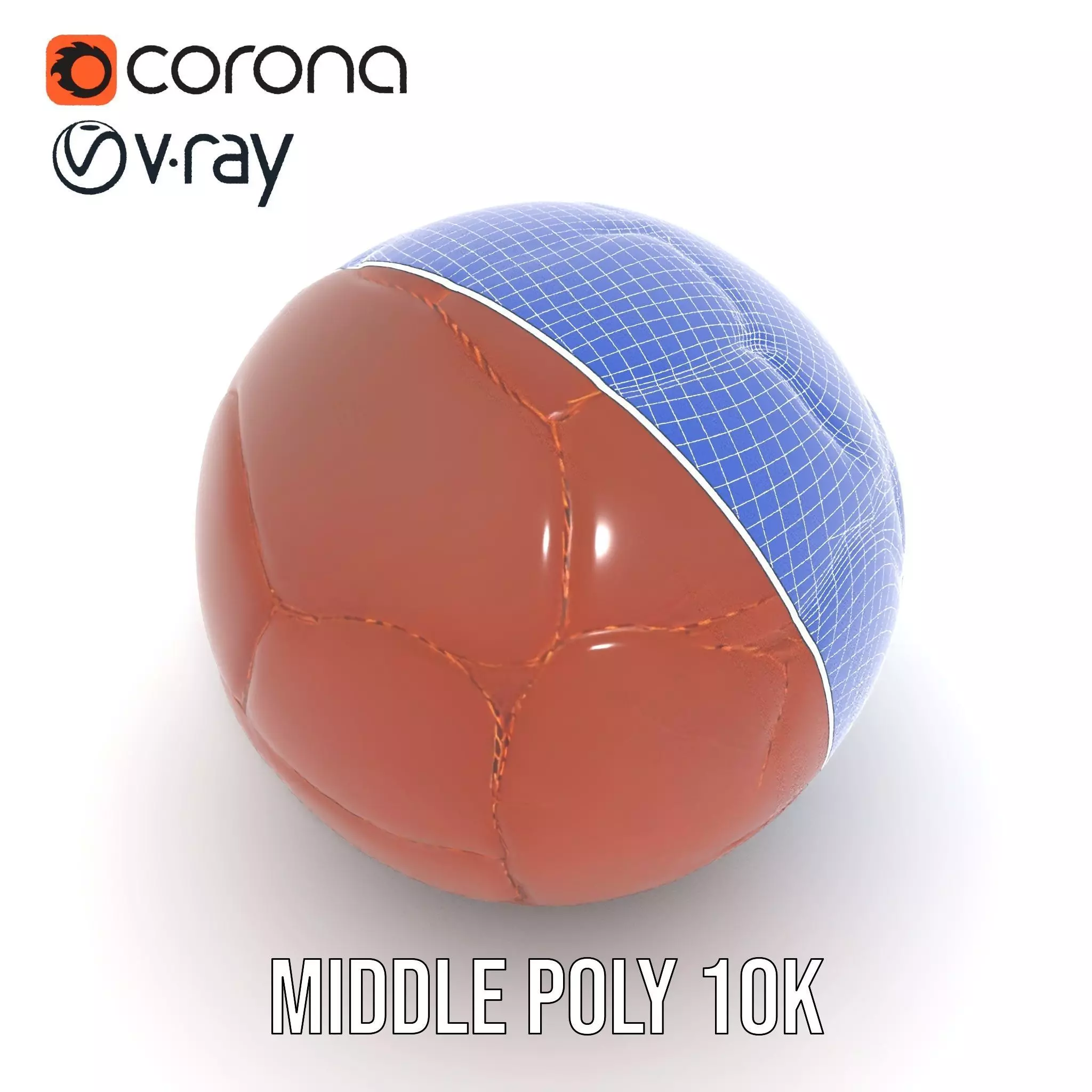 Vintage Leather Football model pack Low-poly 3D model_26