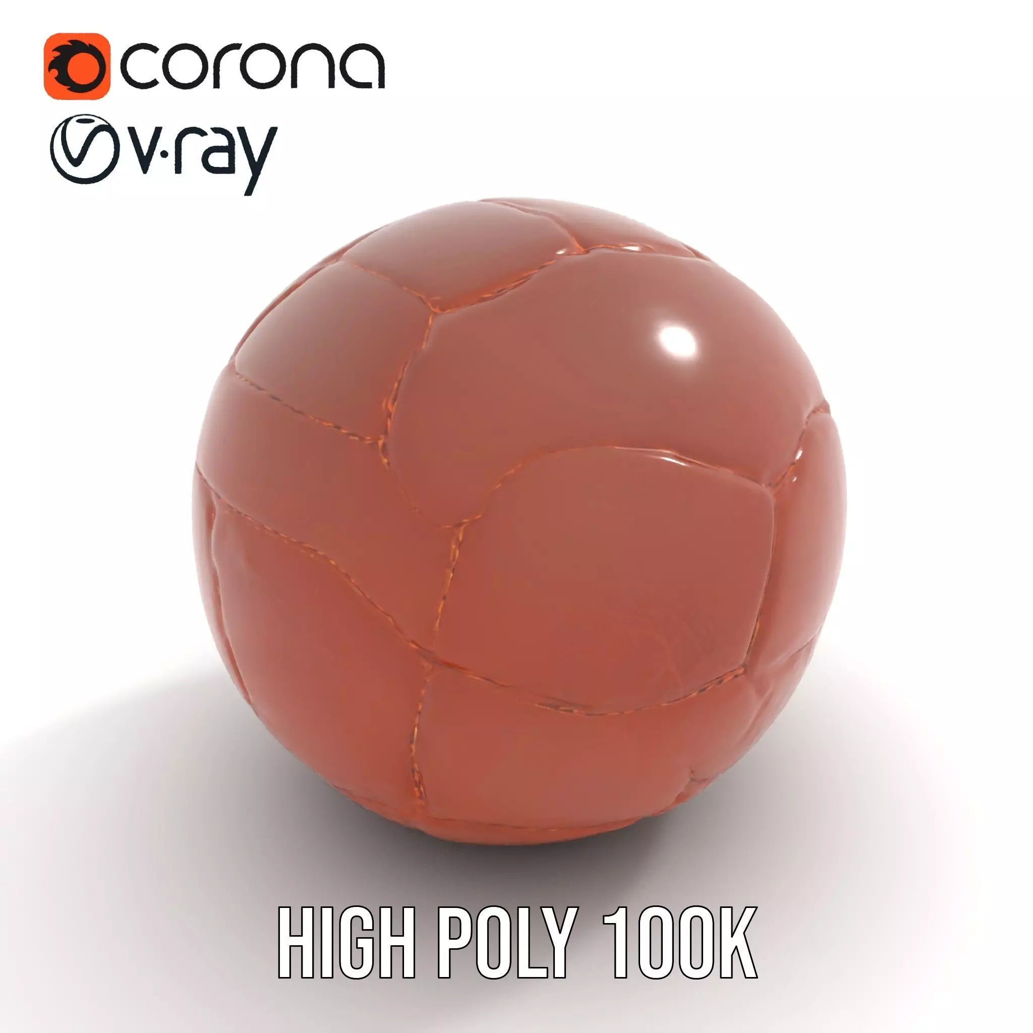 Vintage Leather Football model pack Low-poly 3D model_16