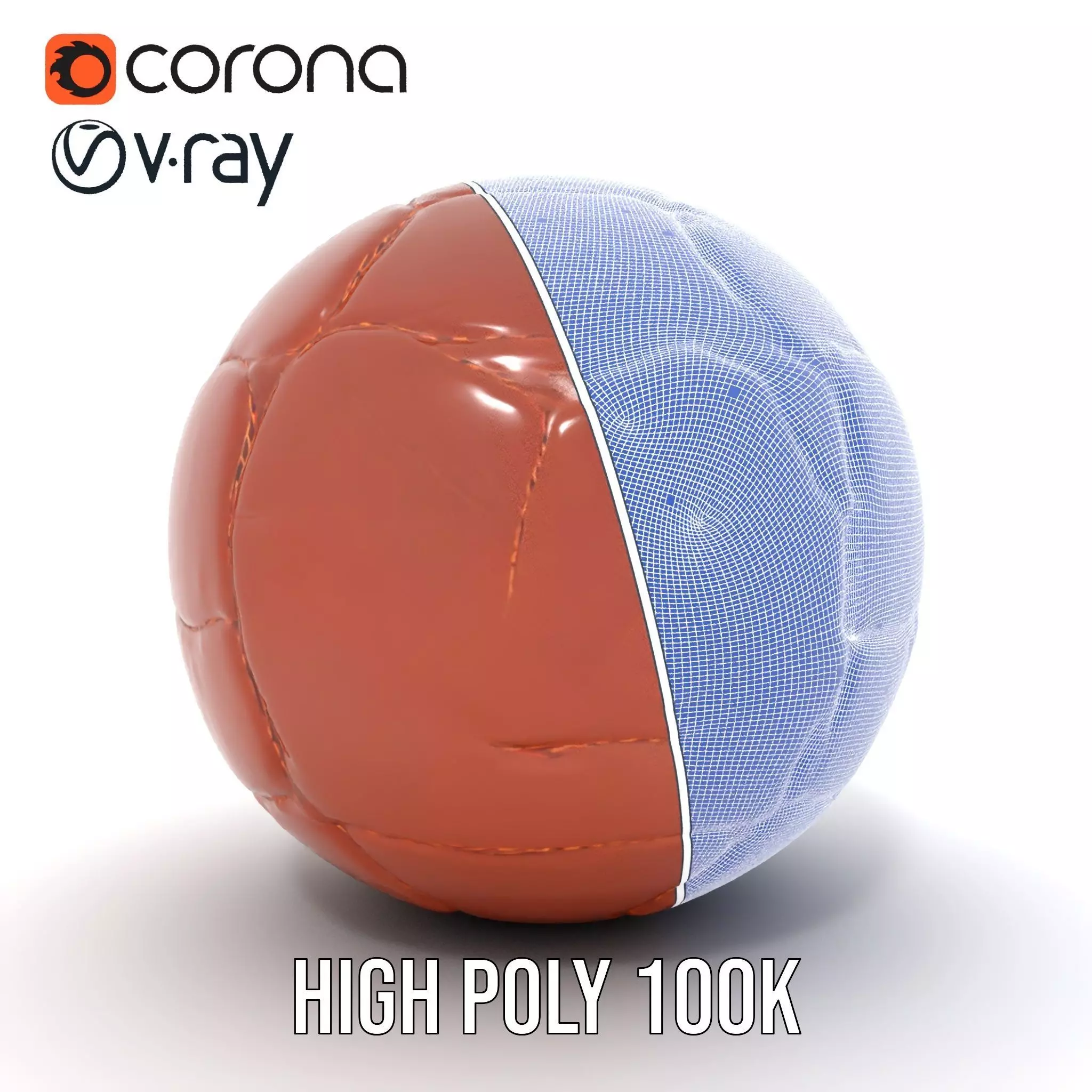 Vintage Leather Football model pack Low-poly 3D model_35