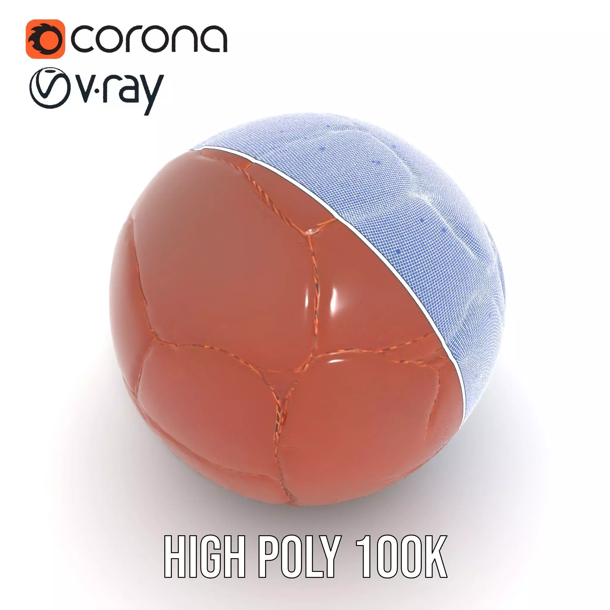 Vintage Leather Football model pack Low-poly 3D model_33