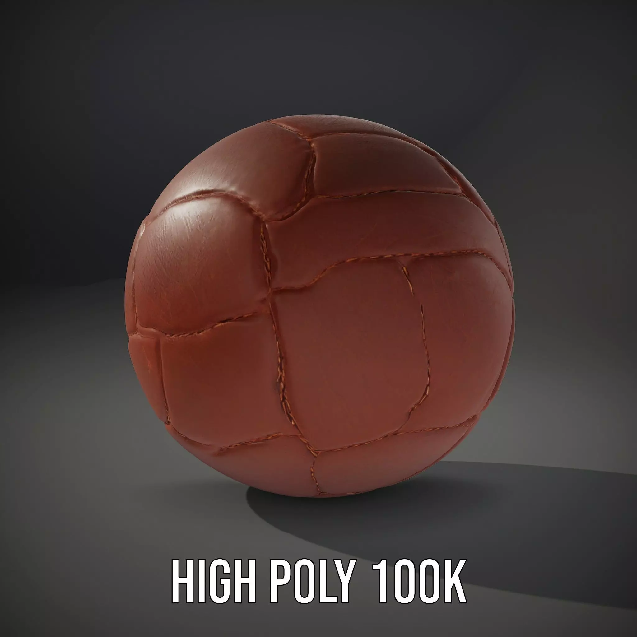 Vintage Leather Football model pack Low-poly 3D model_11
