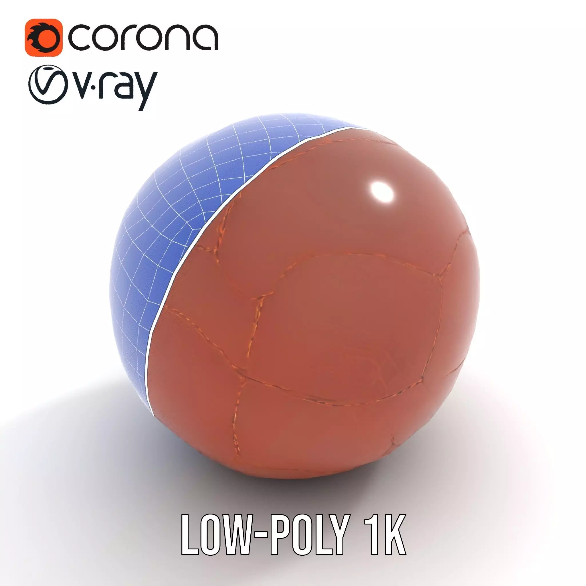 Vintage Leather Football model pack Low-poly 3D model_21