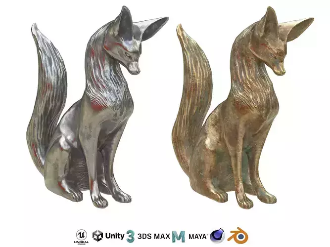 Fox metal statues