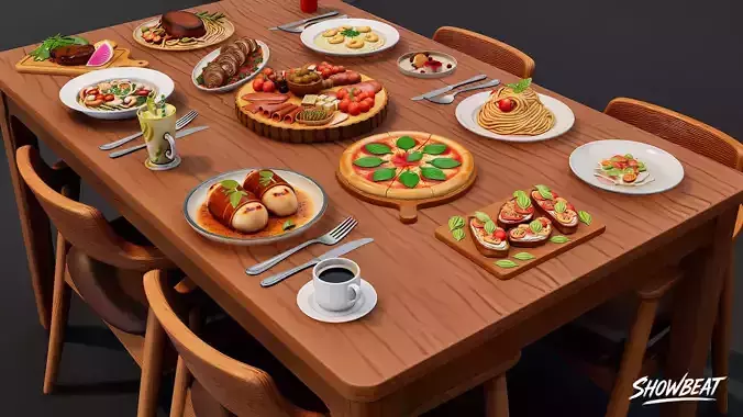 Italian Cuisine Pack Low-poly 3D model 4