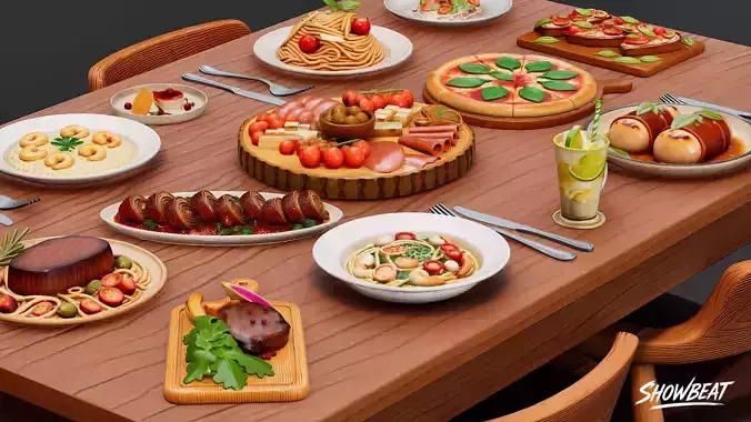 Italian Cuisine Pack Low-poly 3D model 3