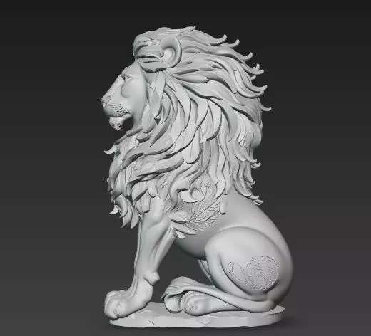 Bronze Lion Sculpture Meticulous Craftsmanship Captures Strength 3D print model_1
