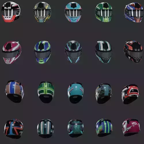 3D Racing Helmet Collection Game Film Ready