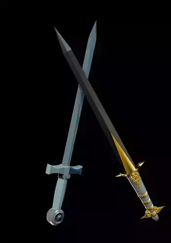 Stylized Medieval Sword Set   Fantasy Game Weapons 2 Models