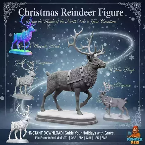 Christmas Reindeer Figure 3D print model