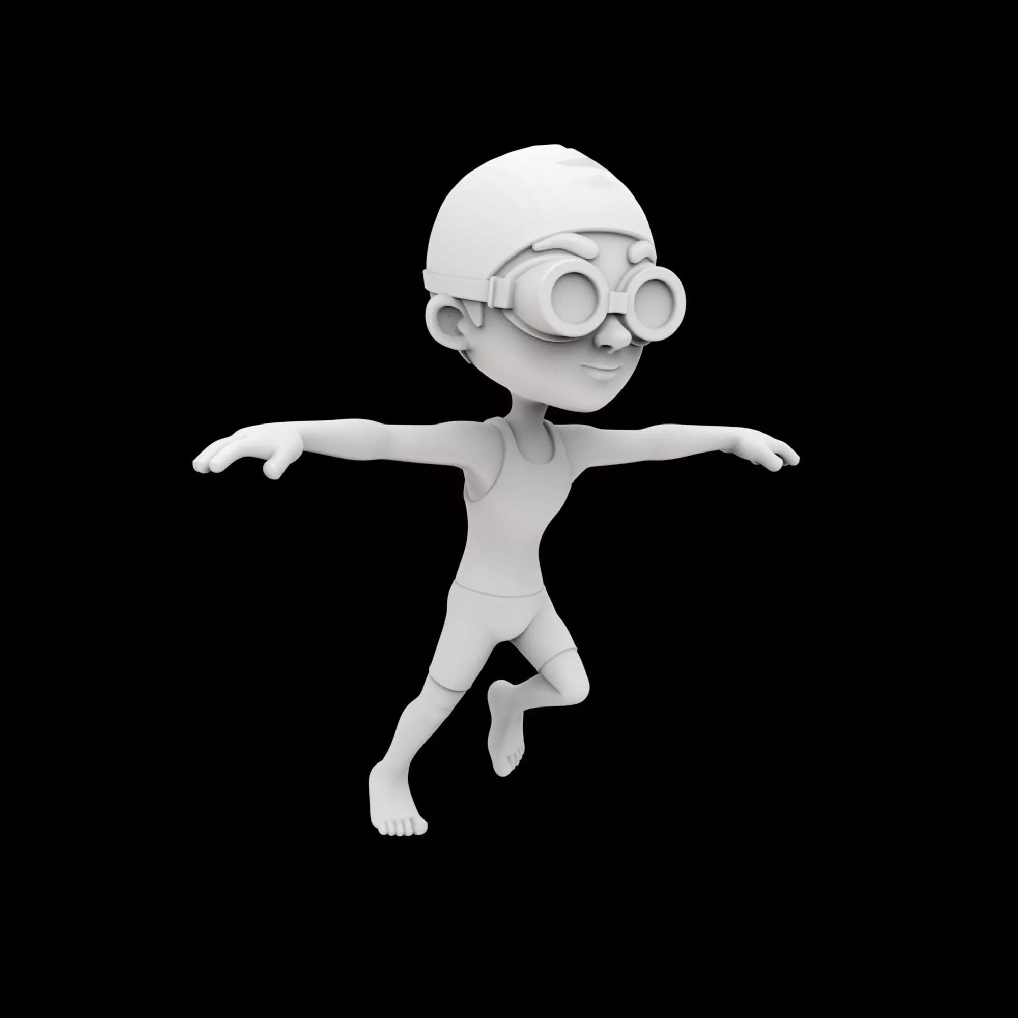 Swimmer Cartoon Character 3D Printable Model 3D print model_6