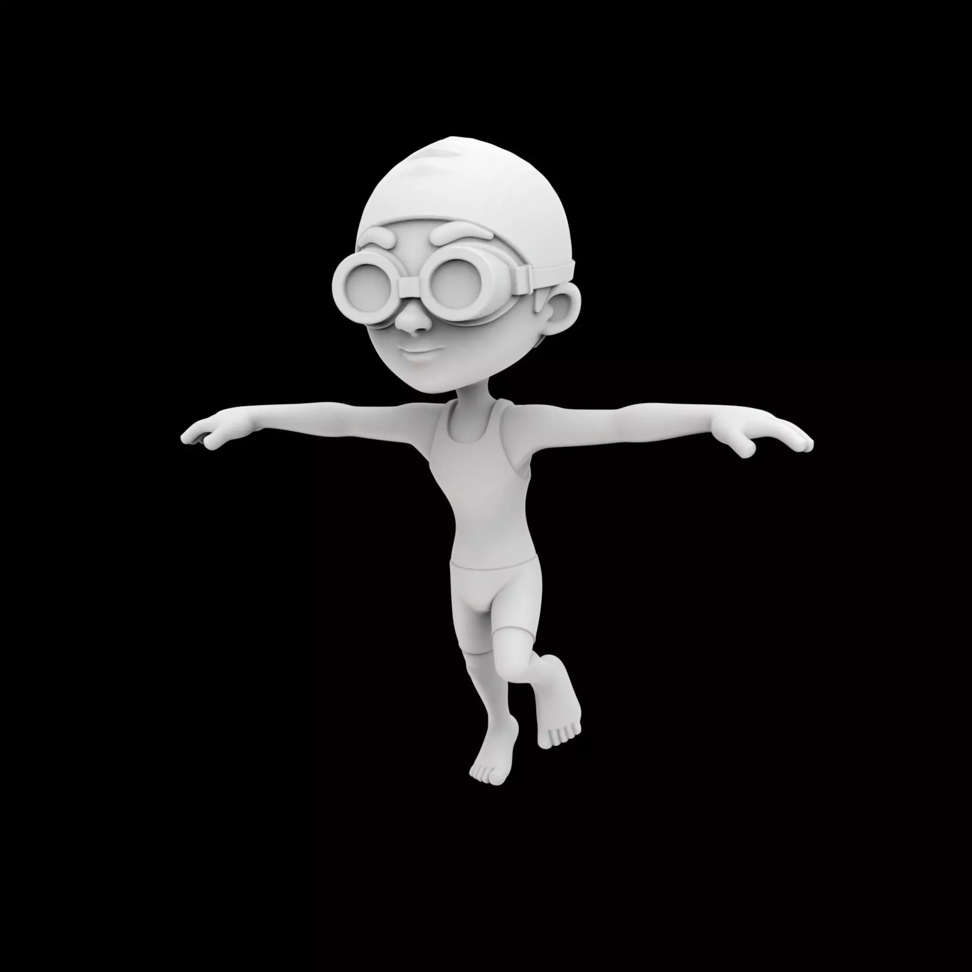 Swimmer Cartoon Character 3D Printable Model 3D print model_1