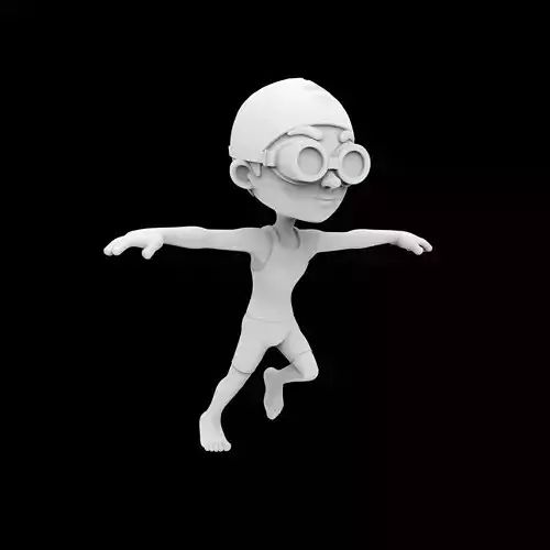 Swimmer Cartoon Character 3D Printable Model 3D print model