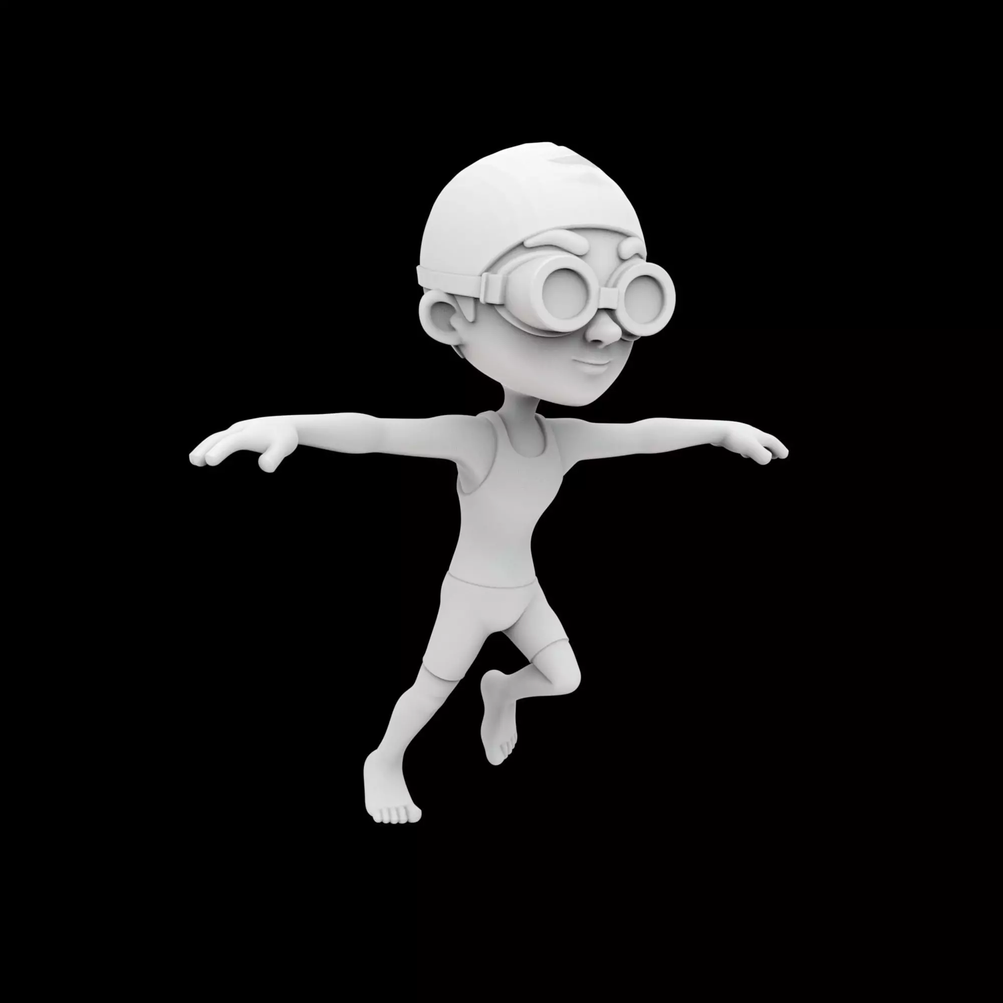 Swimmer Cartoon Character 3D Printable Model 3D print model_0