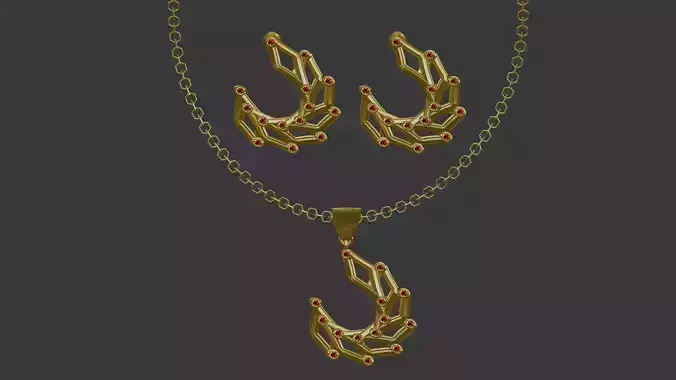 3D Printable Earring And Chain Set-8 -Handmade Gift - DIY model 3D print model