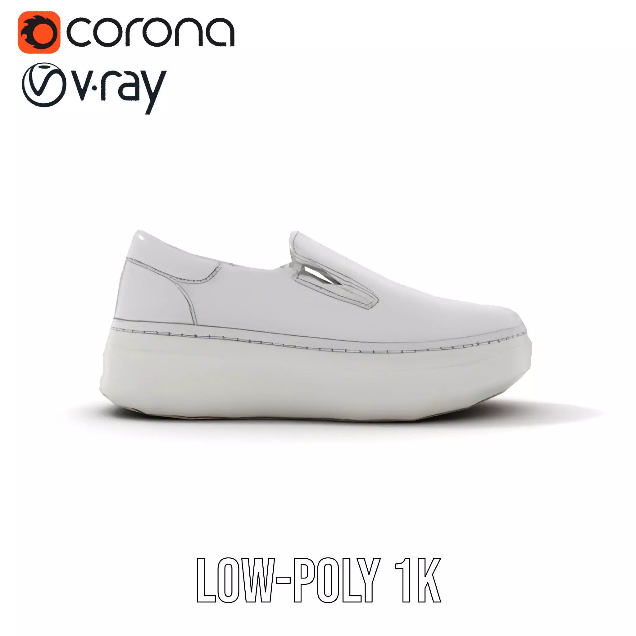 White Minimalist Sneaker model pack Low-poly 3D model_13