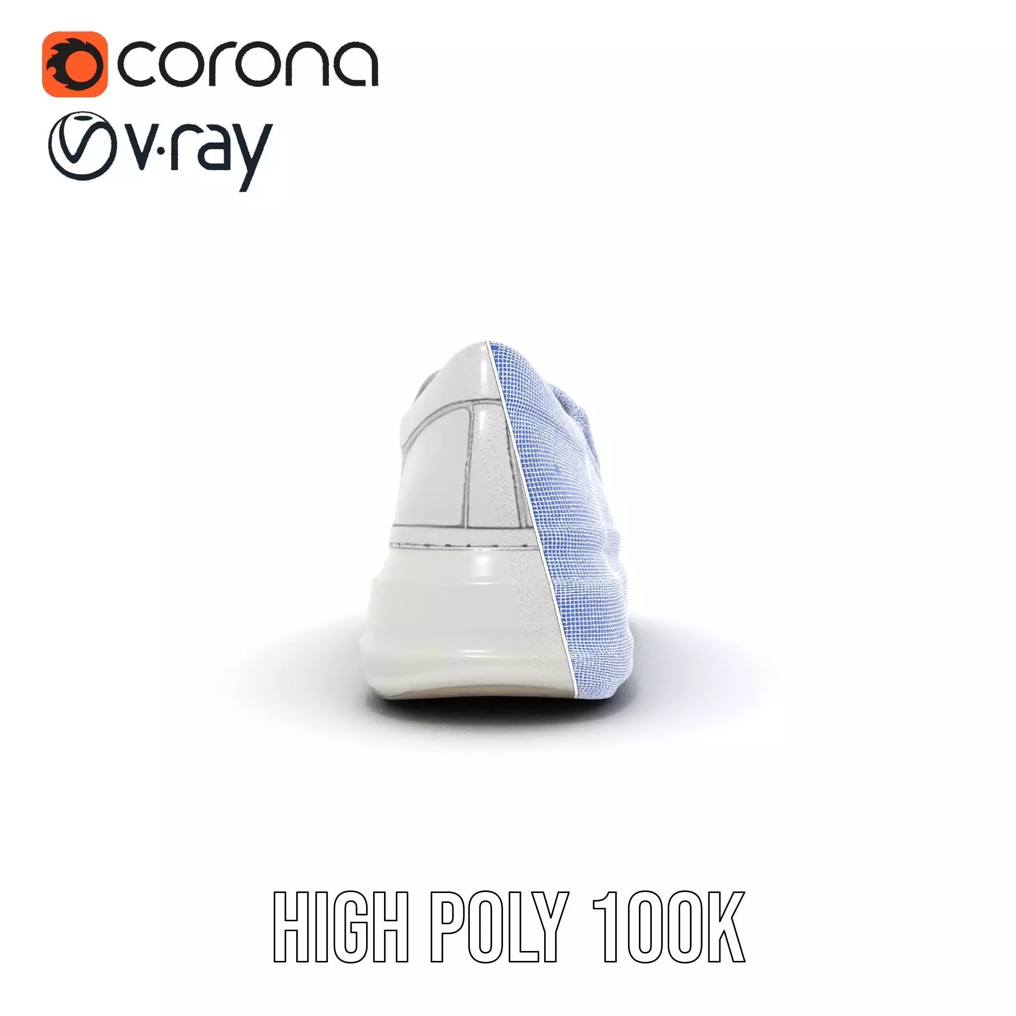 White Minimalist Sneaker model pack Low-poly 3D model_34