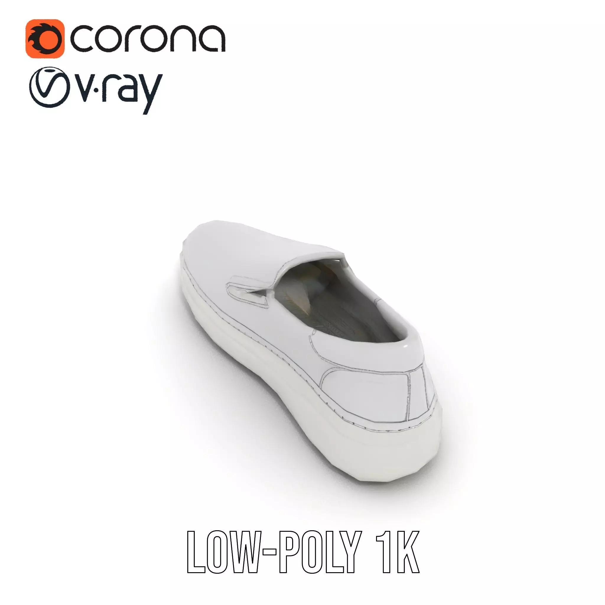 White Minimalist Sneaker model pack Low-poly 3D model_10