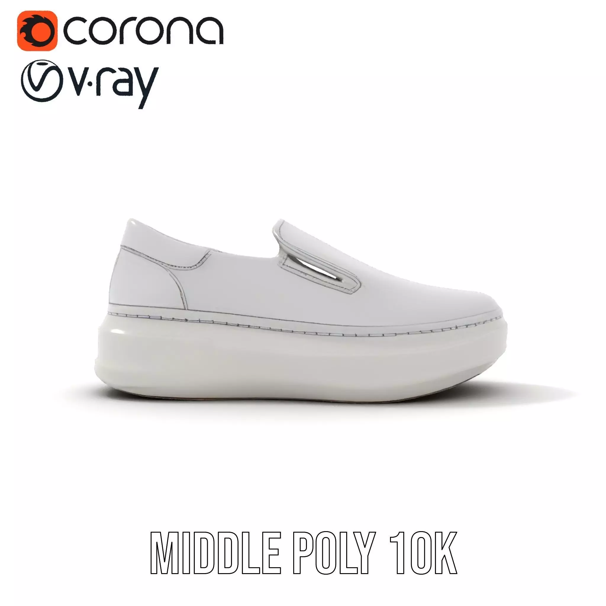 White Minimalist Sneaker model pack Low-poly 3D model_28